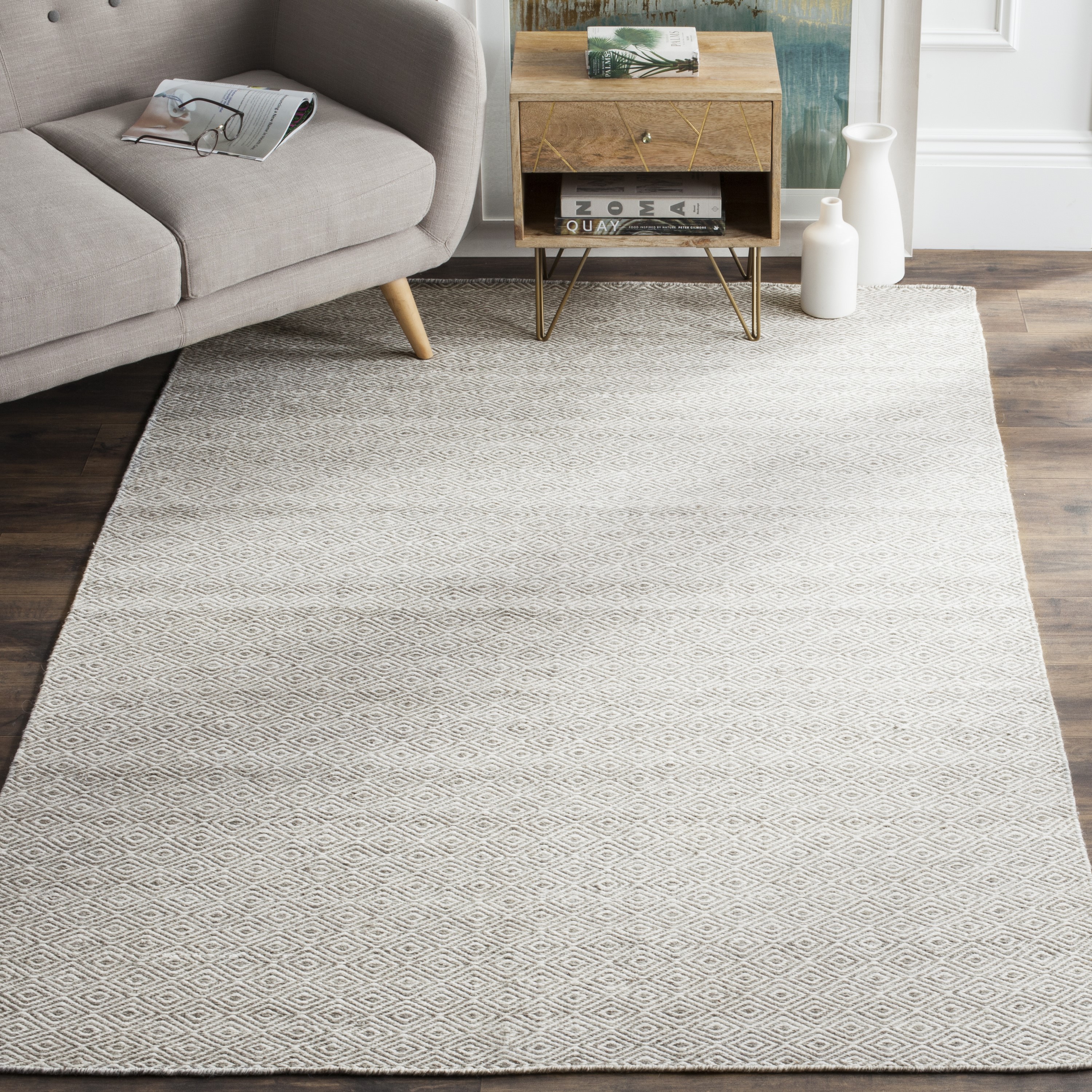 Safavieh KLM725A-8 Kilim Lavern 8 x 10 (ft) Wool Ivory/Graphite Rectangular Indoor Geometric Oriental Area rug