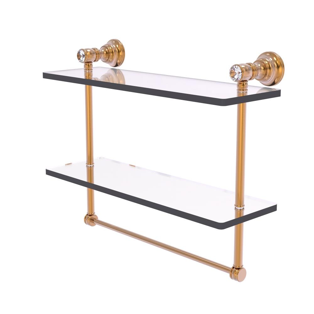 Allied Brass CC-2-TB-16-BBR Carolina Crystal Brushed Bronze 2 -Tier Wall mount Bathroom Shelf ( 16-in x 9.5-in x 5-in )