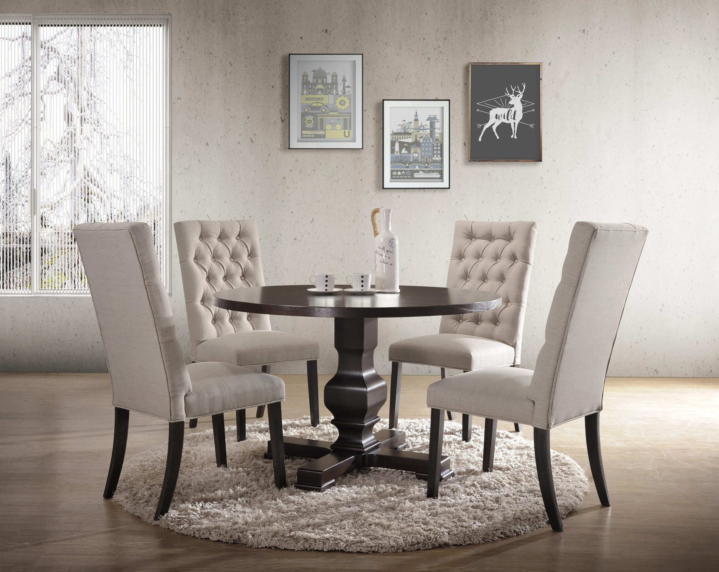 Charleston Espresso Round Wood Pedestal Dining Table