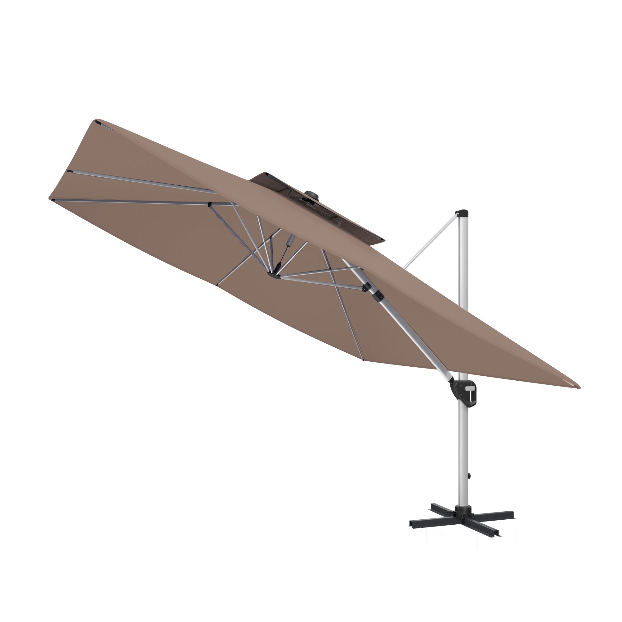 Clihome CWCH-OP70378TN+ 11-ft Aluminum Brown Crank Cantilever Patio Umbrella