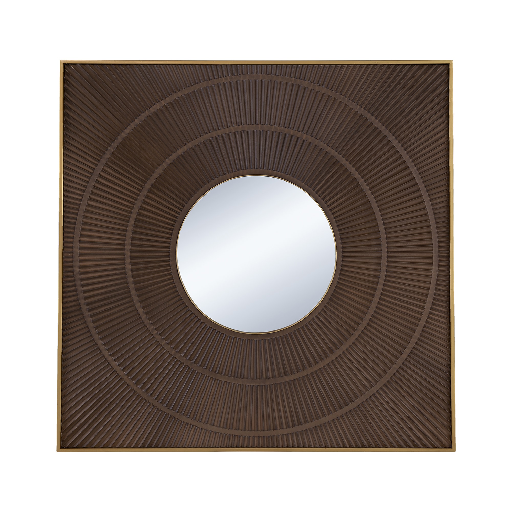 Bybafun YD5300016 40-in W x 40-in H Square Brown Framed Lighted Wall Mirror
