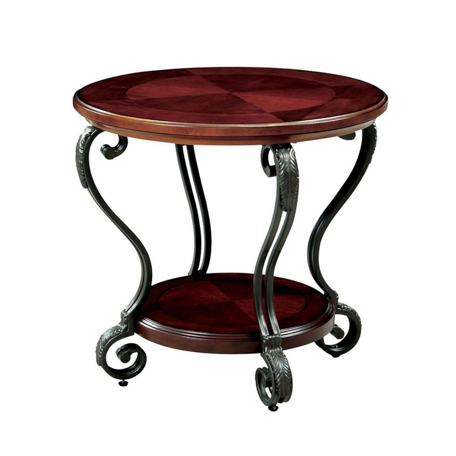 Simple Relax SR03CM4326E 28-Inches W x 26.5-Inches H Brown Cherry Wood Round Ornate End Table Assembly Required