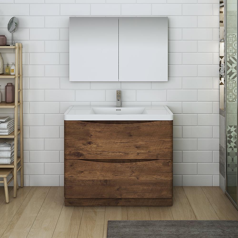 Fresca Senza 40-in Rosewood Single Sink Bathroom Vanity with White ...