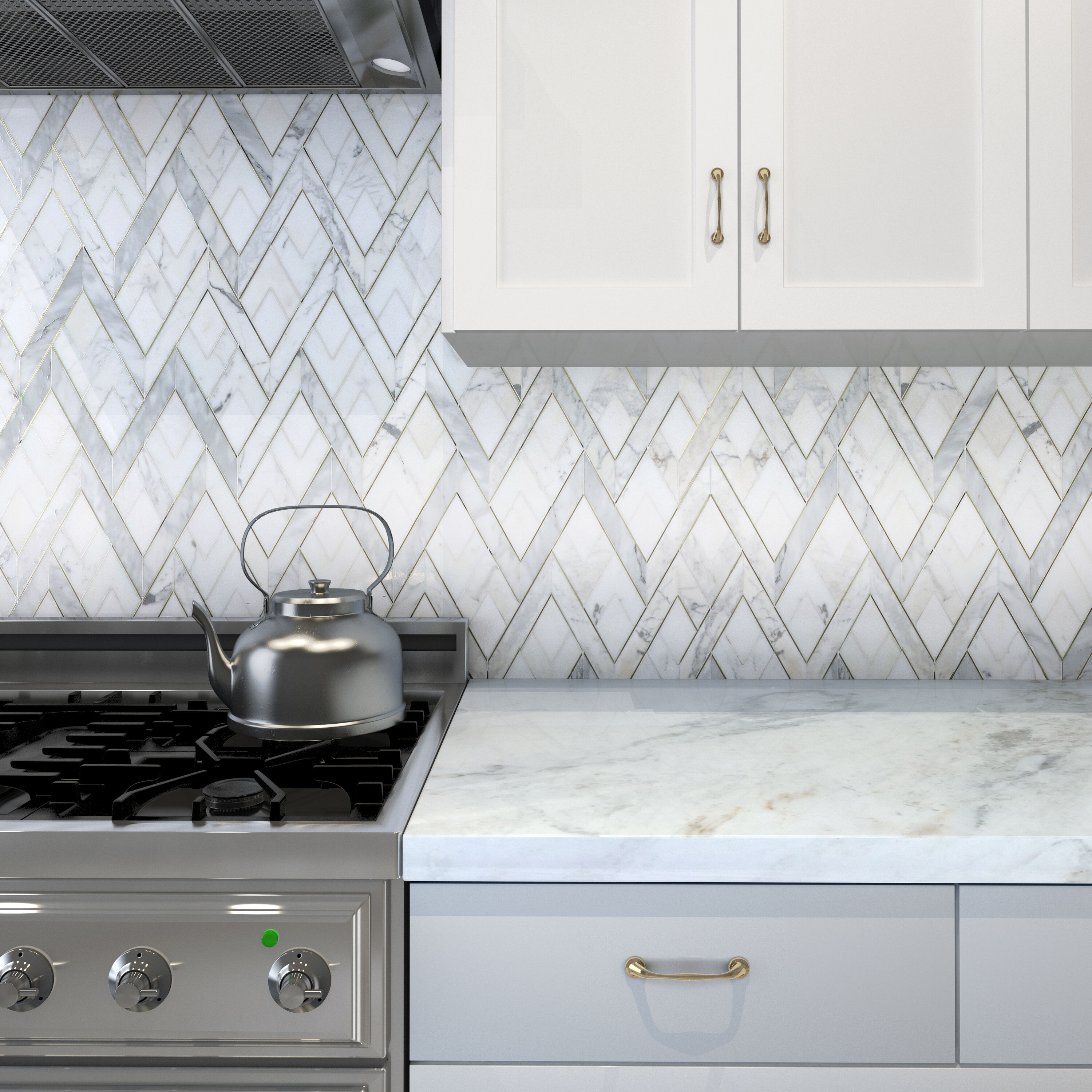 Artmore Tile (Sample) Epsilon Bianco White 3-in x 8-in Polished Marble ...