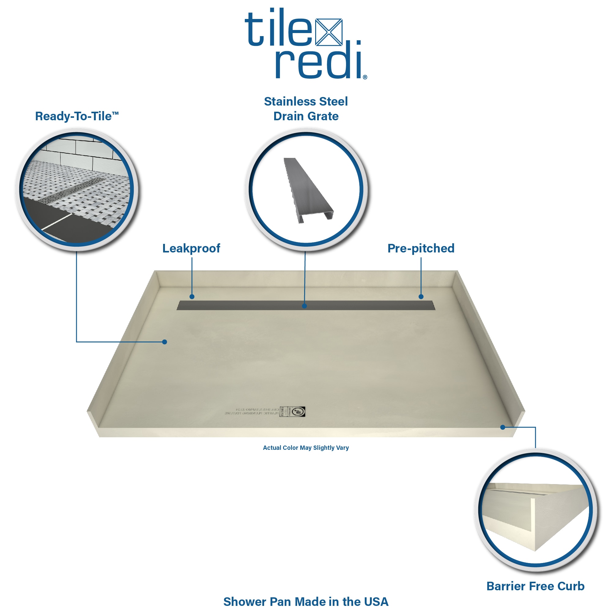 Tile Redi RT3060CBFB-PVC-TBN Shower-Floors - View #2