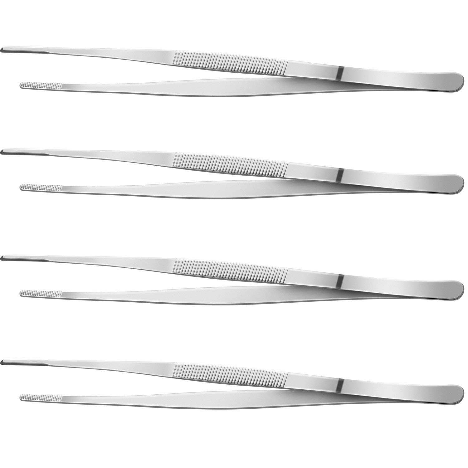 Aoibox  4 Pack 12 Inch Stainless Steel Long Bar Garnish Tweezers Tongs for Cocktail Korean BBQ and Cooking