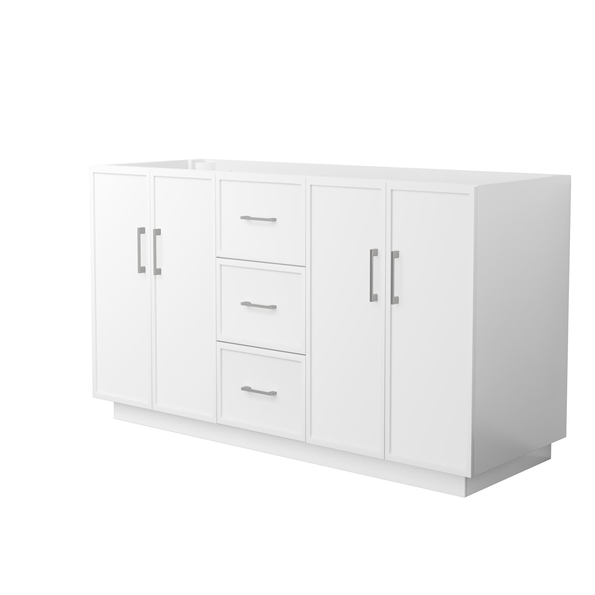 Wyndham Collection WCH747460DWHCXSXXMXX Elan TK 60-in White with Brushed Nickel Trim Bathroom Vanity Base Cabinet without Top