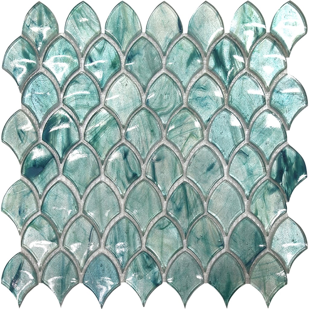 Majeste Sea Blue Iridescent Glass Mosaic Tile