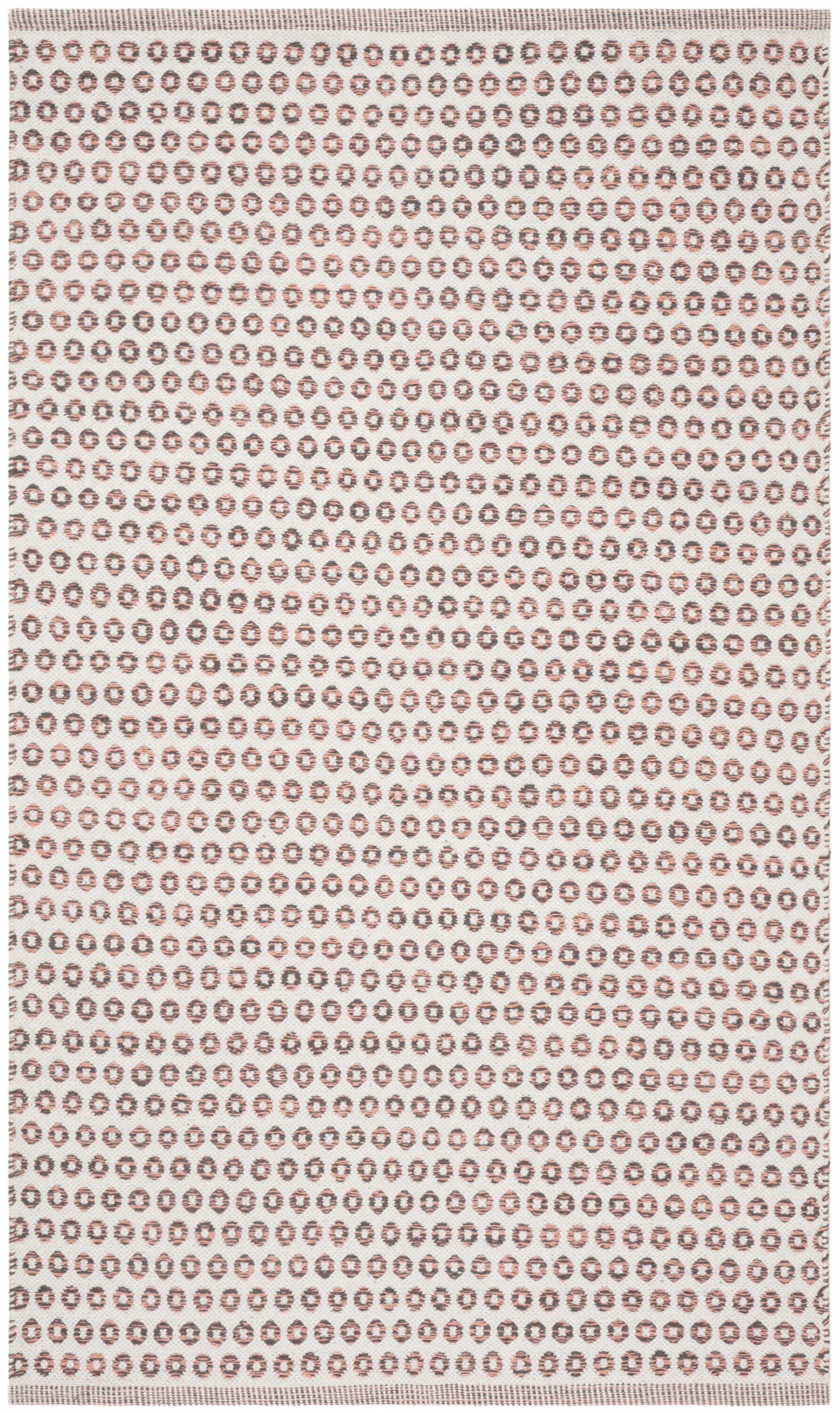 Charcoal and Peach Flat Woven Wool Cotton Area Rug
