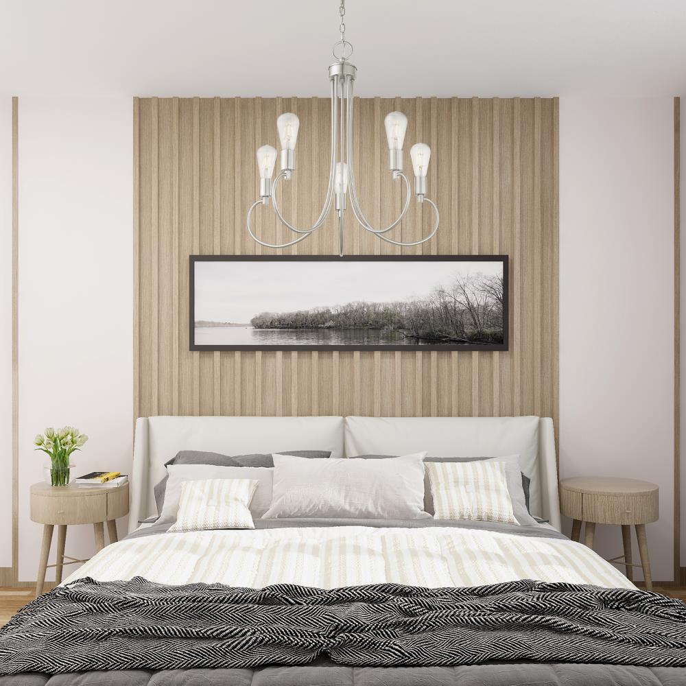Elegant Brushed Nickel 5-Light Chandelier with Crystal Accents