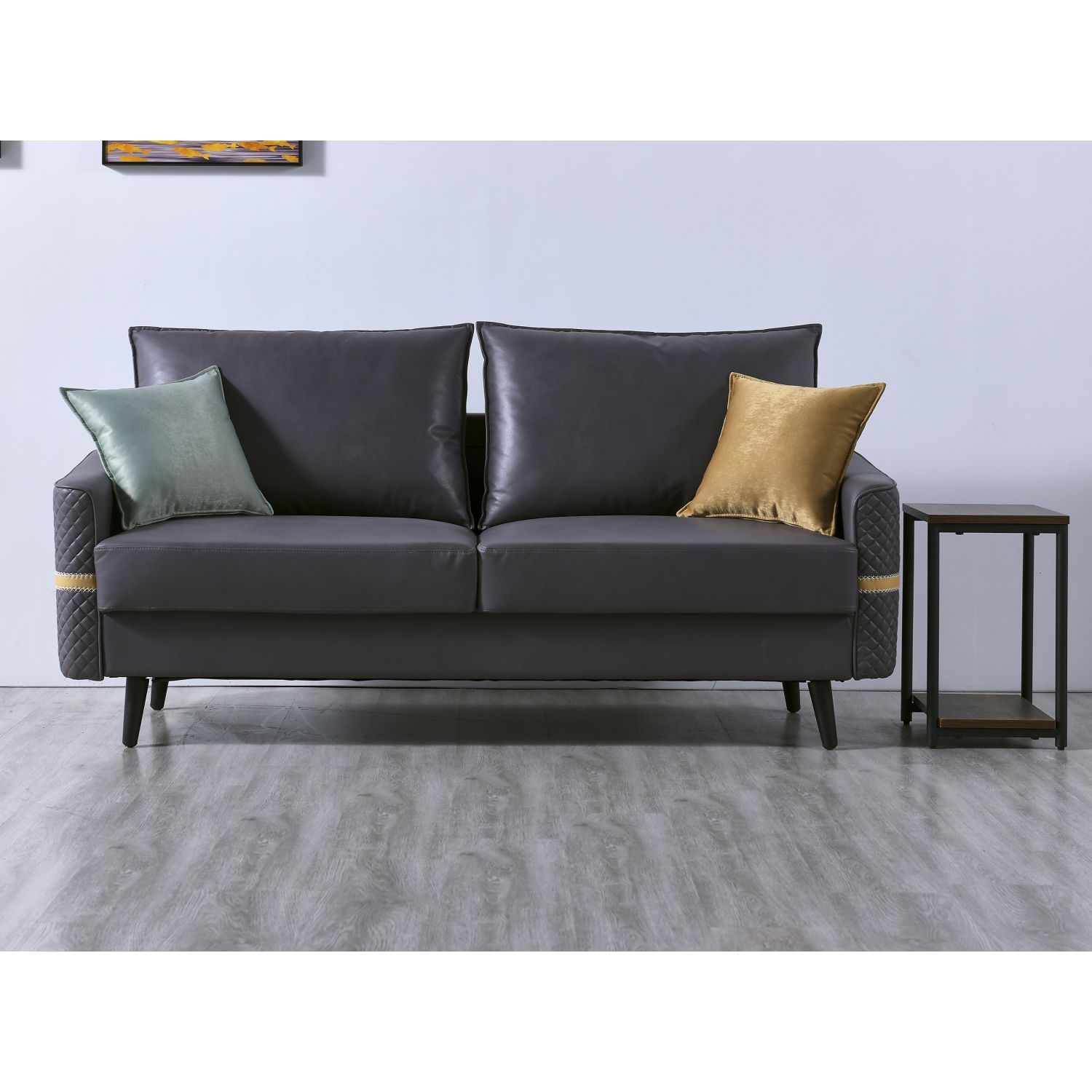 JASMODER W136858293 30.3-in Modern Dark Gray Polyester/Blend Sofa