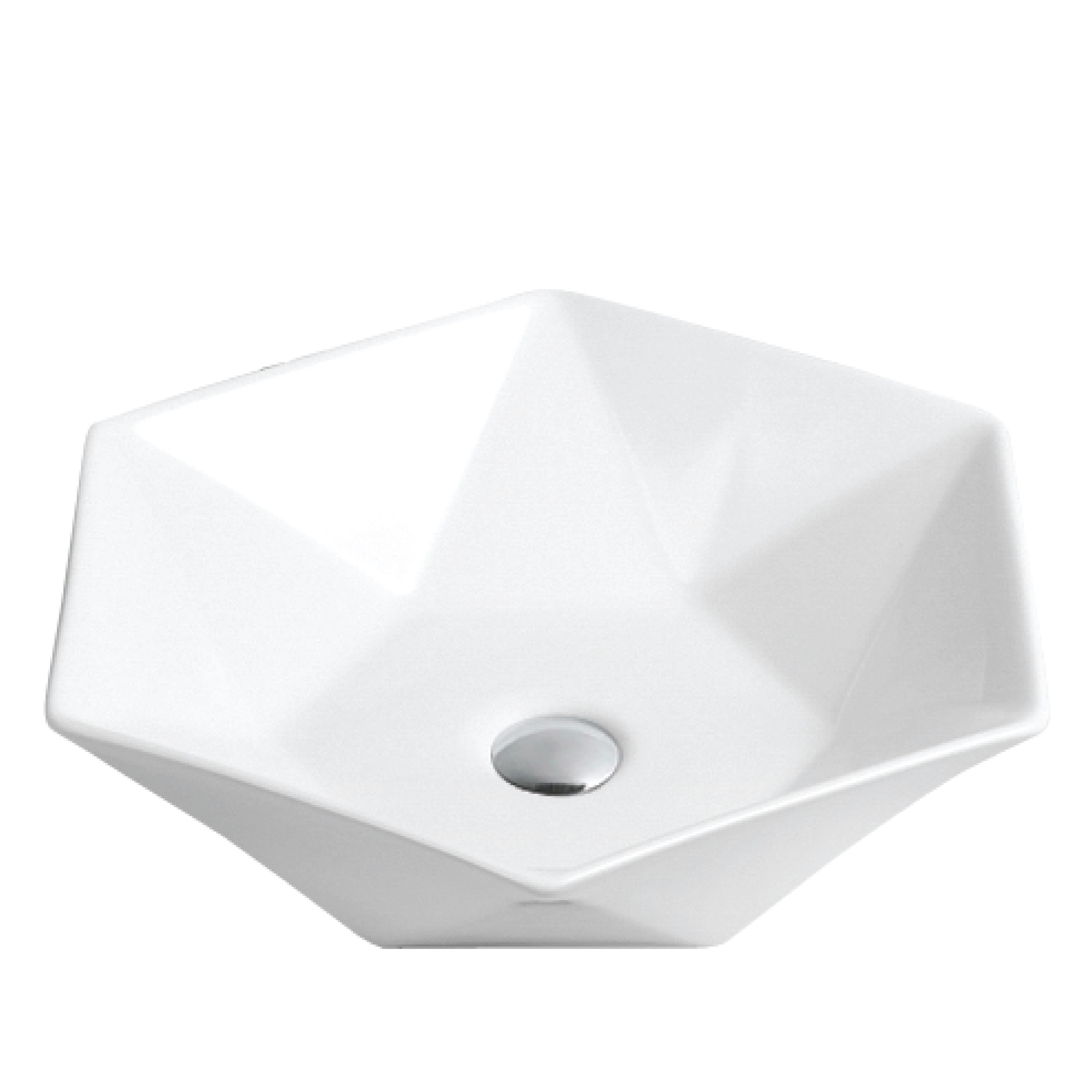 Karran VC-601-WH Valera Ceramic Vessel Hexagonal Traditional White Bathroom Sink ( 18.75-Inches x 16.375-Inches )