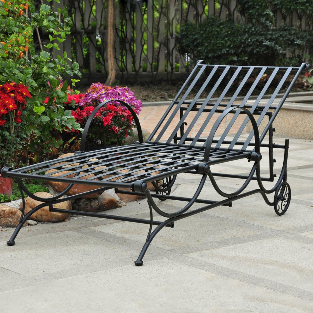 International Caravan Mandalay Antique Black Metal Frame Stationary Chaise  Lounge Chair(S) With Strap Seat In The Patio Chairs Department At Lowes.Com
