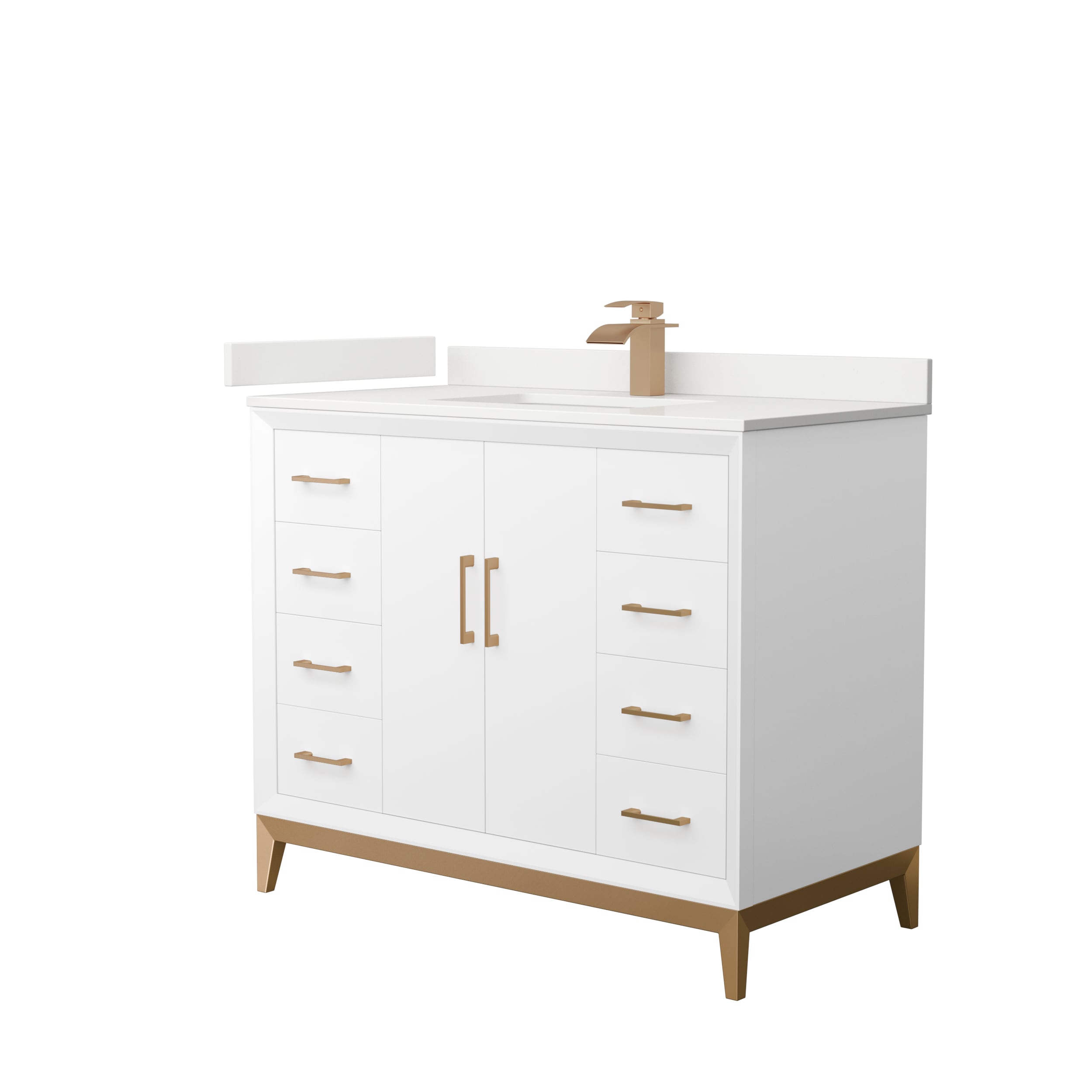 Wyndham Collection WCH818142SWZWQUNSMXX Amici 42-in White Undermount Single Sink Bathroom Vanity with White Quartz Top
