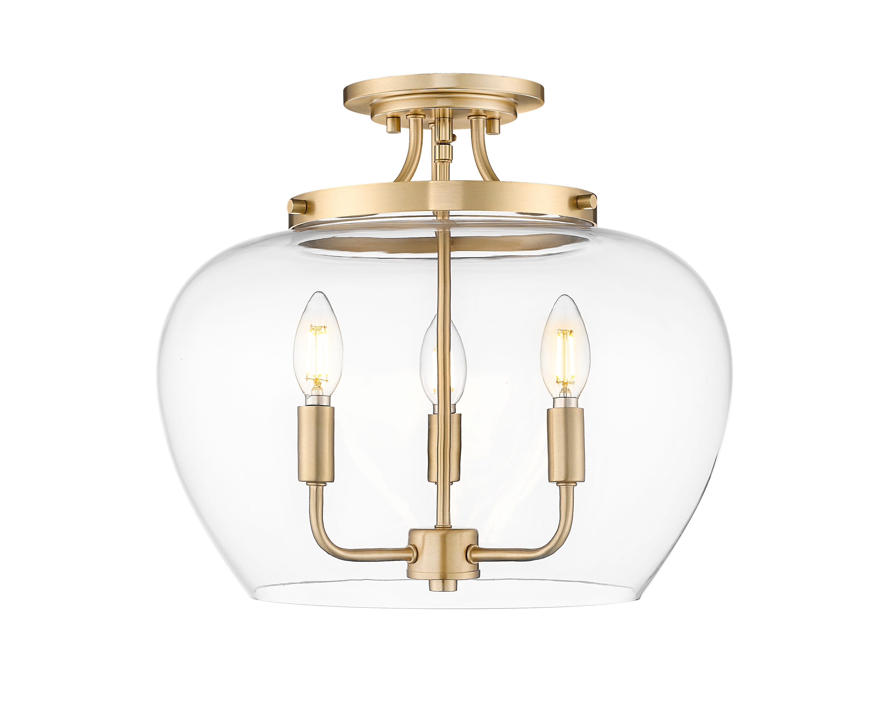 Z-Lite Joliet Burnished Brass 14 in 3 Light Semi Flush Mount