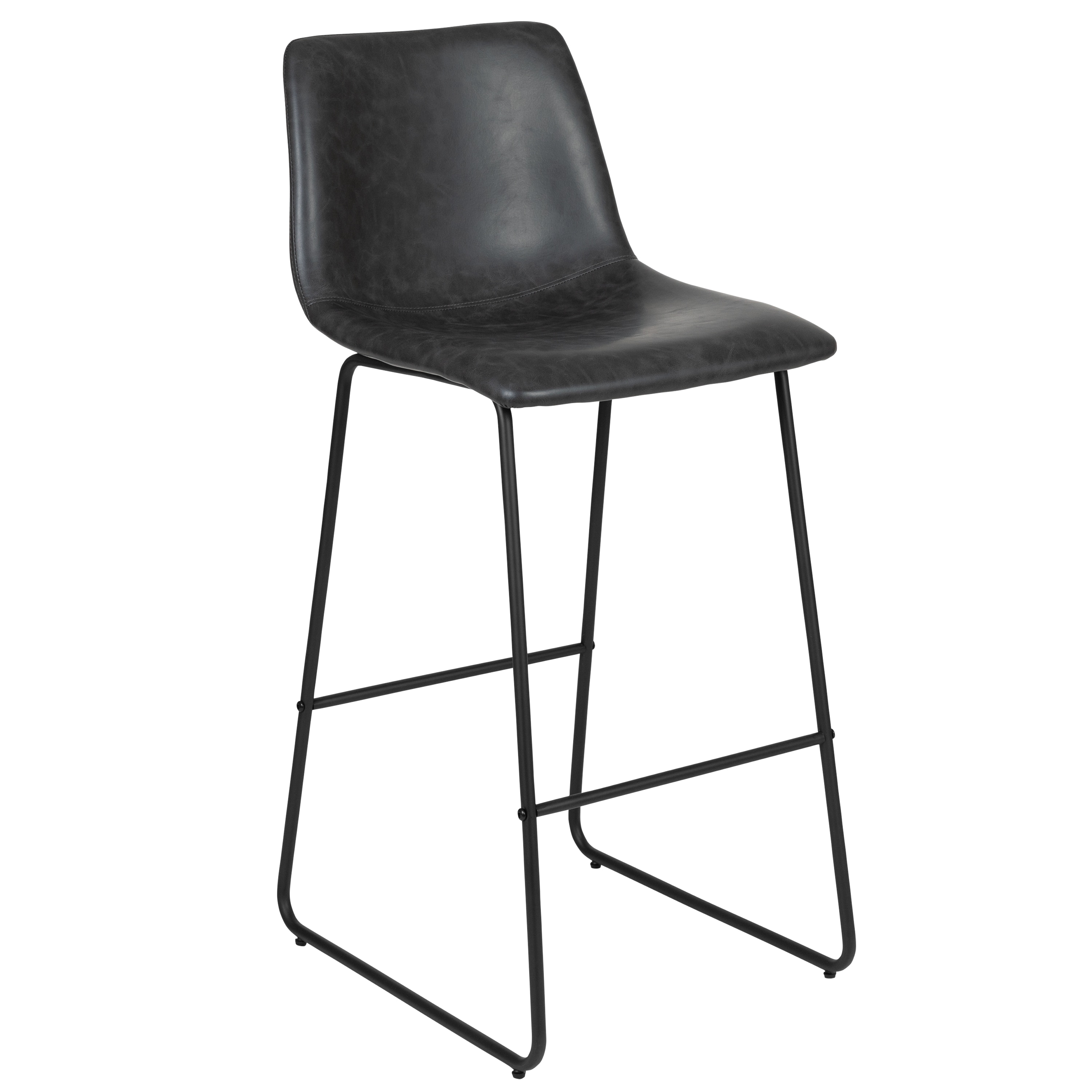 Reagan 30" Gray LeatherSoft & Metal Bar Height Stools, Set of 2