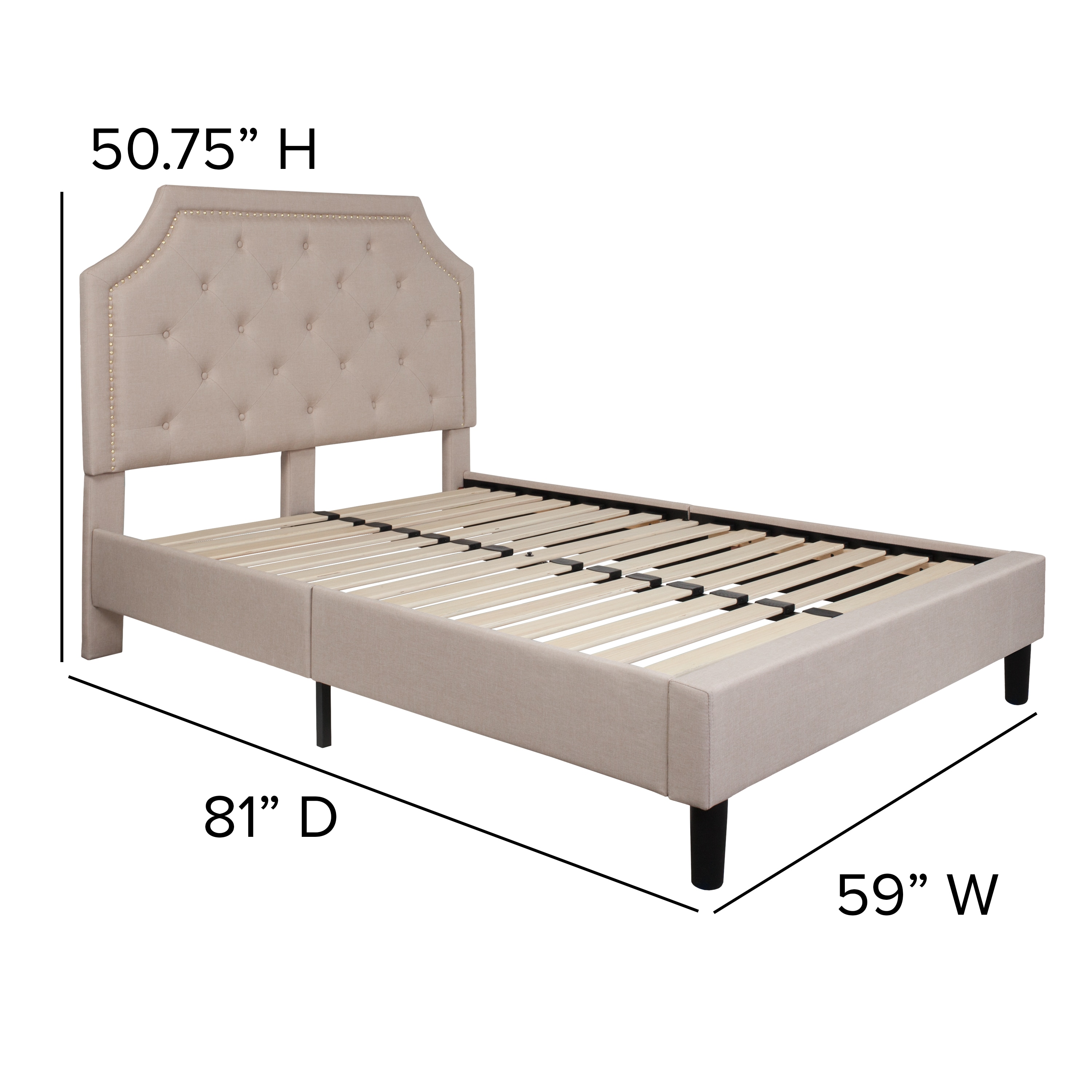 Flash Furniture Brighton Beige Full Upholstered Platform Bed in the ...