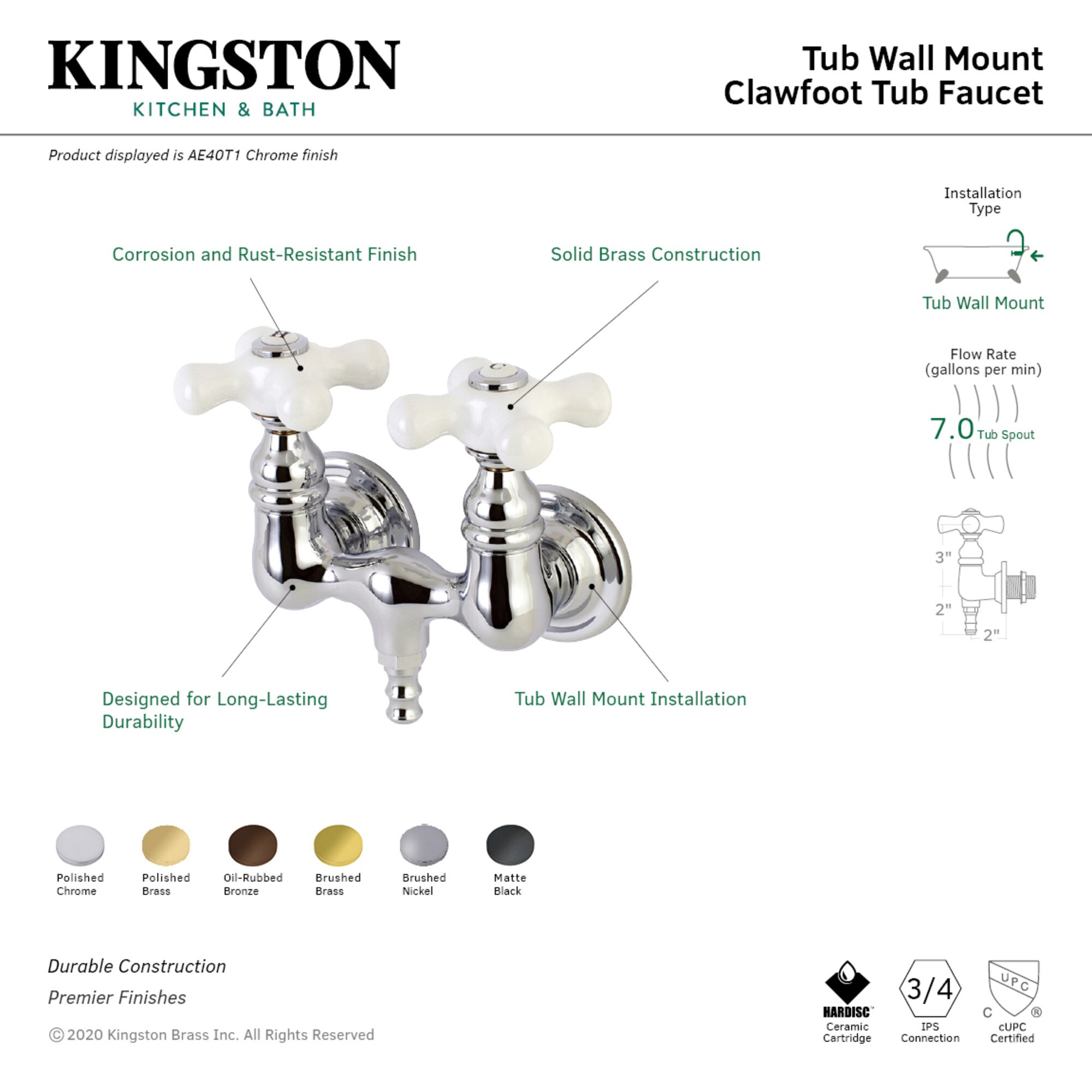 Kingston Brass WLAE39T7 Roman-Tub-Faucets - View #3