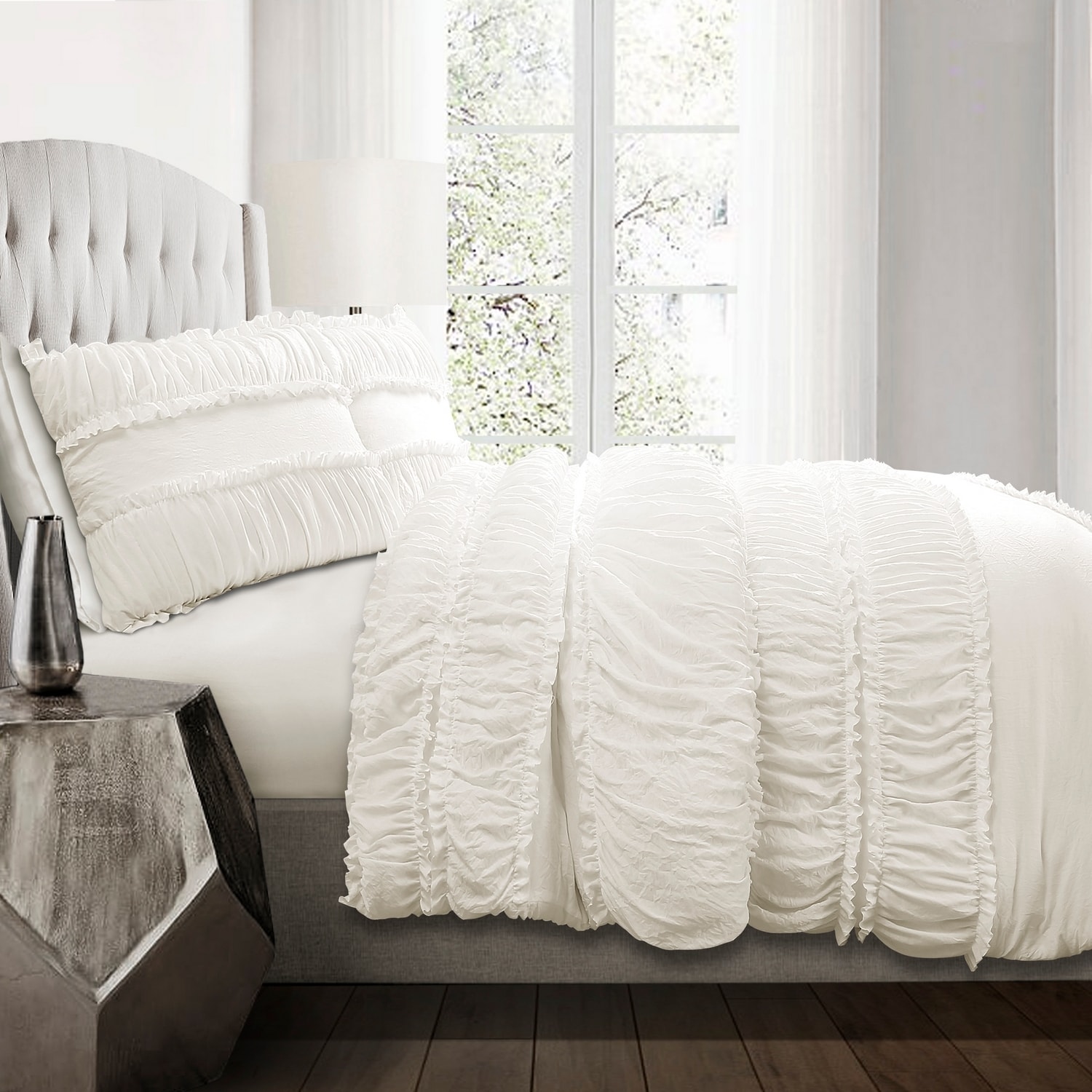 Lush Decor 16T002506 White Solid Full/Queen Comforter