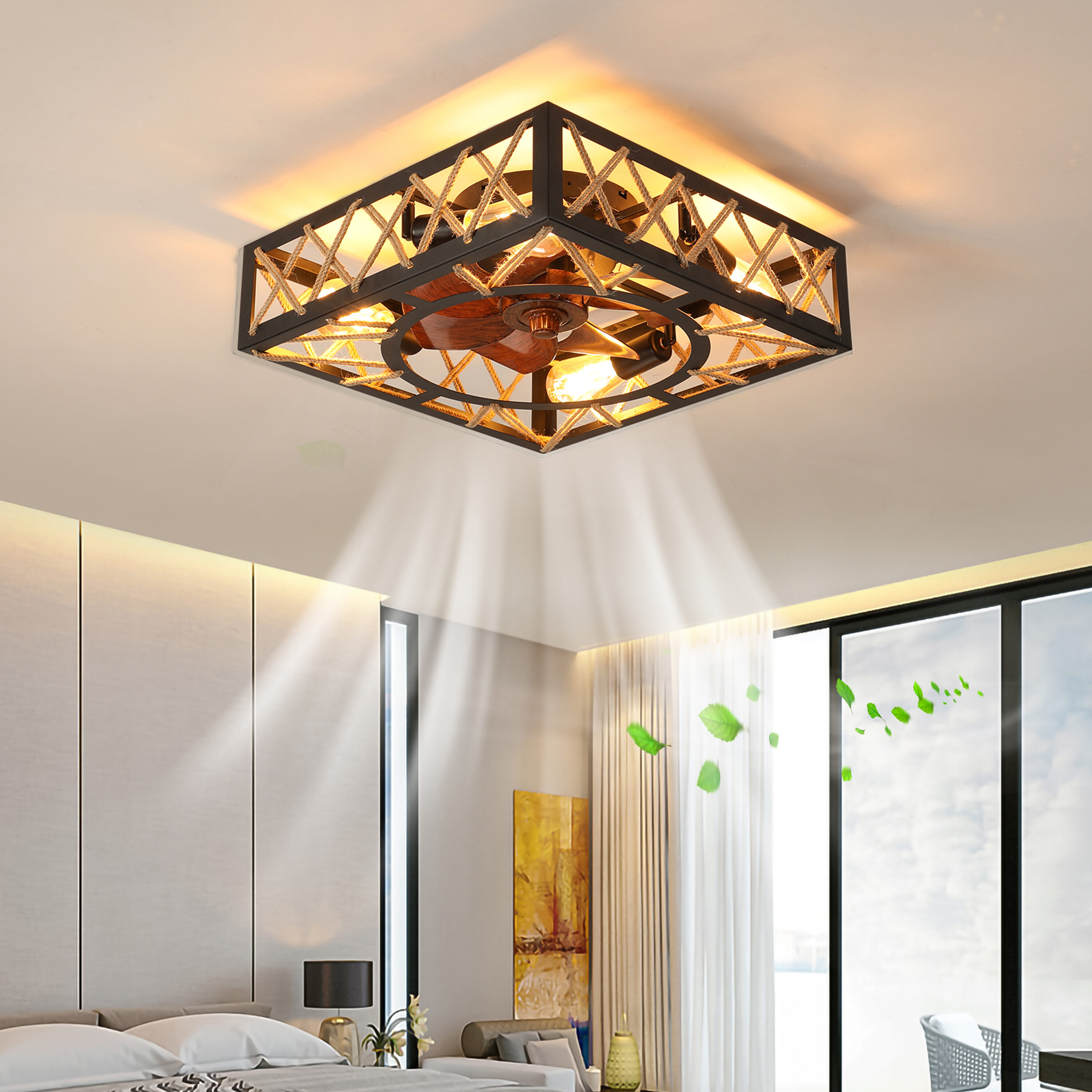 Oaks Decor Pavia 20-in Black Color-changing Indoor Flush Mount Smart Fandelier Ceiling Fan with Light and Remote (7-Blade) L6008 simolary.com 17 Oaks Decor Pavia 20-in Black Color-changing Indoor Flush Mount Smart Fandelier Ceiling Fan with Light and Remote (7-Blade) L6008 Simolary simolary.com 17