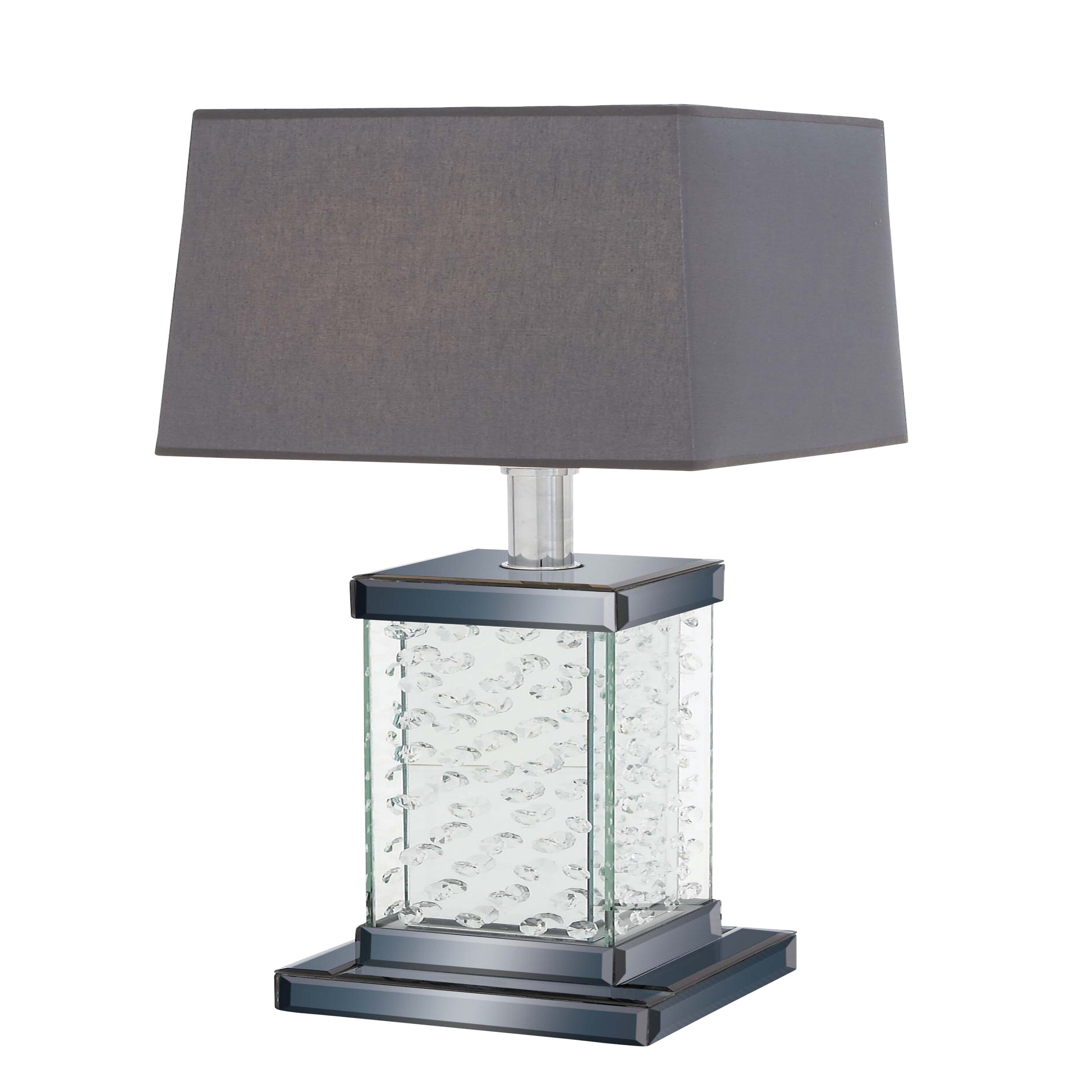 Grayson Lane 79295 31-in Gray Glam LED On/Off switch Table Lamp with Fabric Shade