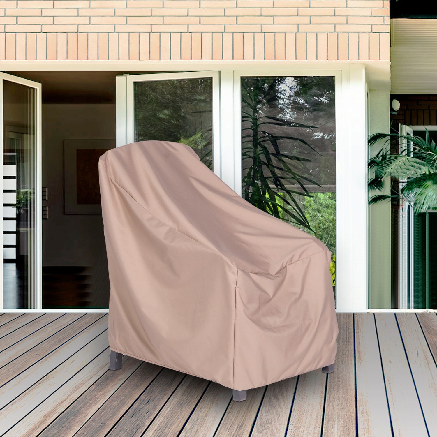 Hanover HANCVR-REC Tan Polyester Patio Furniture Cover For Conversation chair