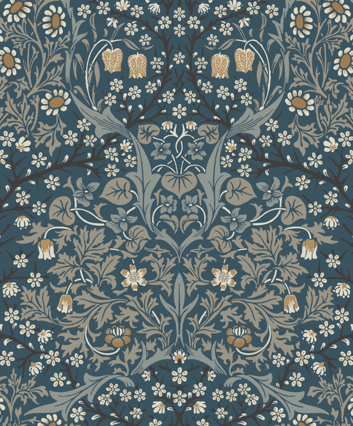 NextWall NW44512 31.35-Sq. Feet Aegean Blue and Warm Stone Vinyl Floral Self-adhesive Peel and Stick Wallpaper