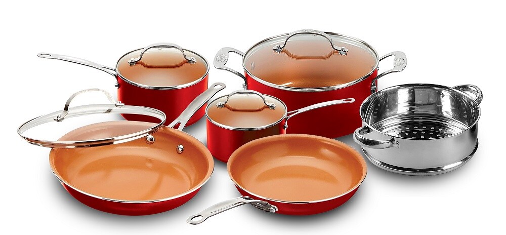 Gotham Steel 13.98-in Aluminum Cookware Set with Lid in the Cooking Pans &  Skillets department at