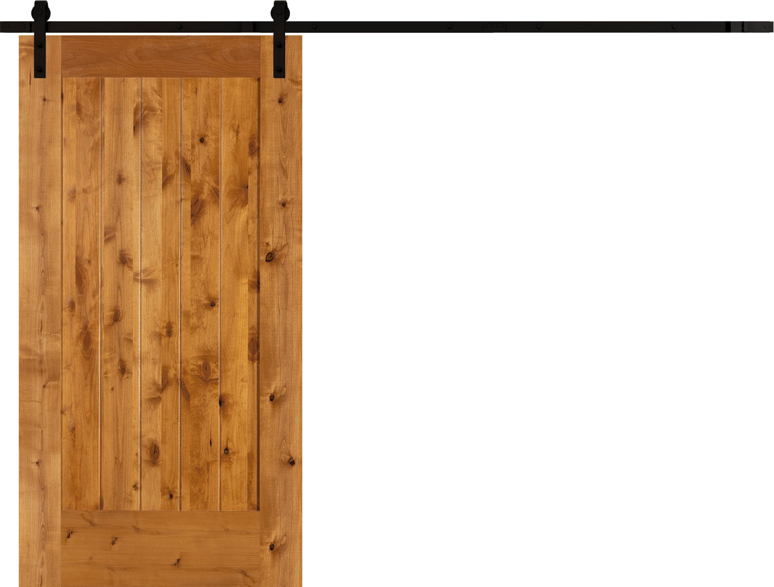 SIMPSON LO880333 42-in x 84-in Raw Unfinished Plank Knotty alder Wood Solid core Single Barn Door (Hardware Included)