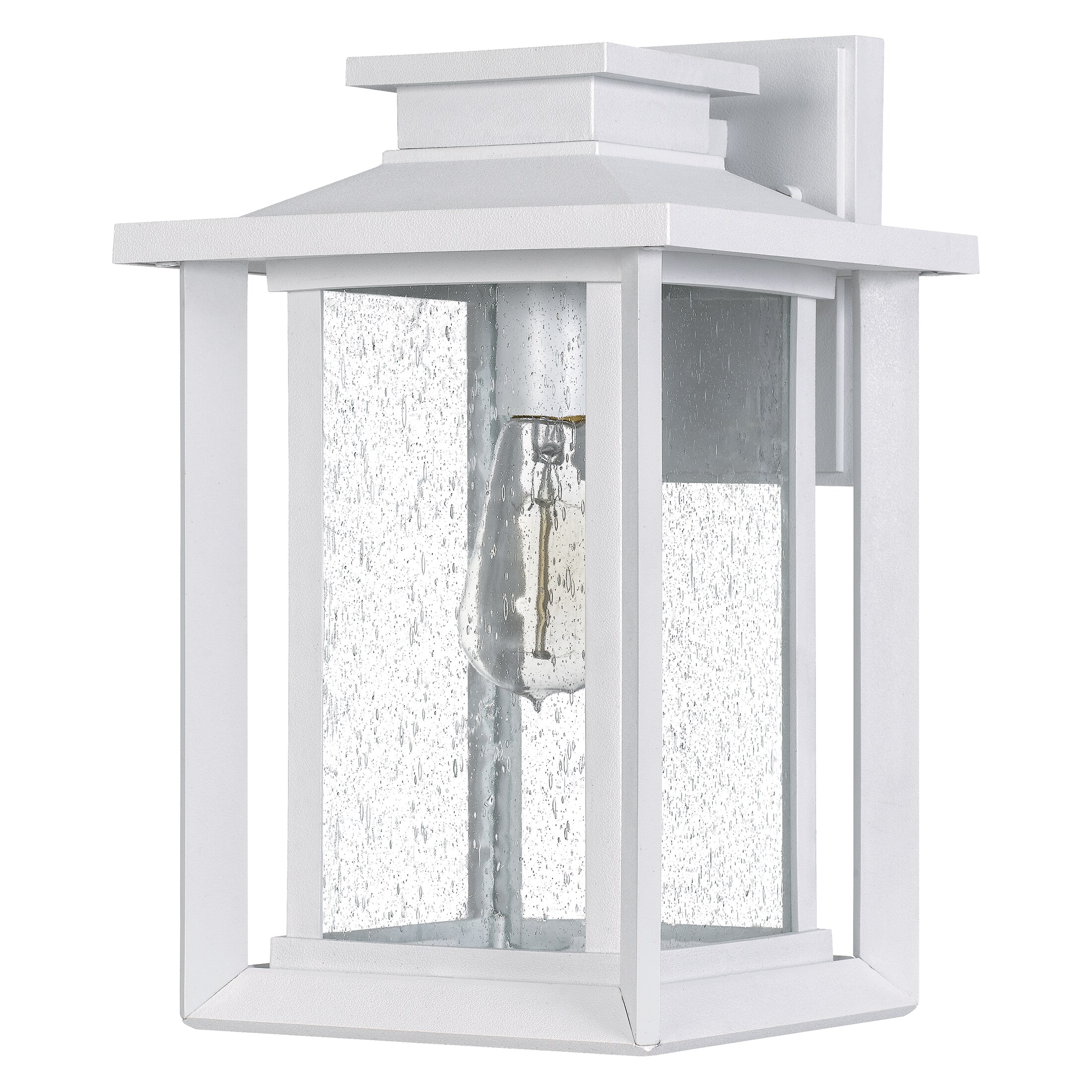 White Coastal Armour Outdoor Wall Lantern with Clear Seedy Glass