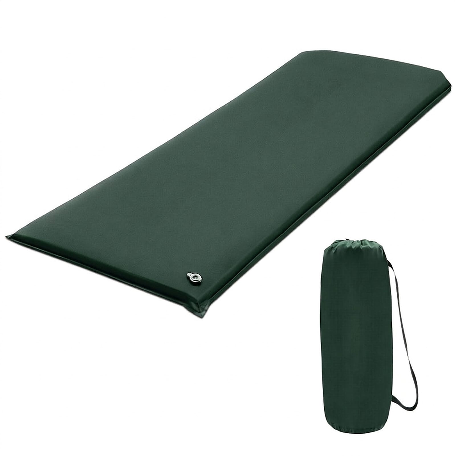 SUGIFT 75-in Self-Inflating Foam Sleeping Pad 3-in Thick 9.5R Thermal Rating Built-in Valve 30D Knit TPU Waterproof 6.5-lb Green Camping Mattress with Pillow Carry Bag