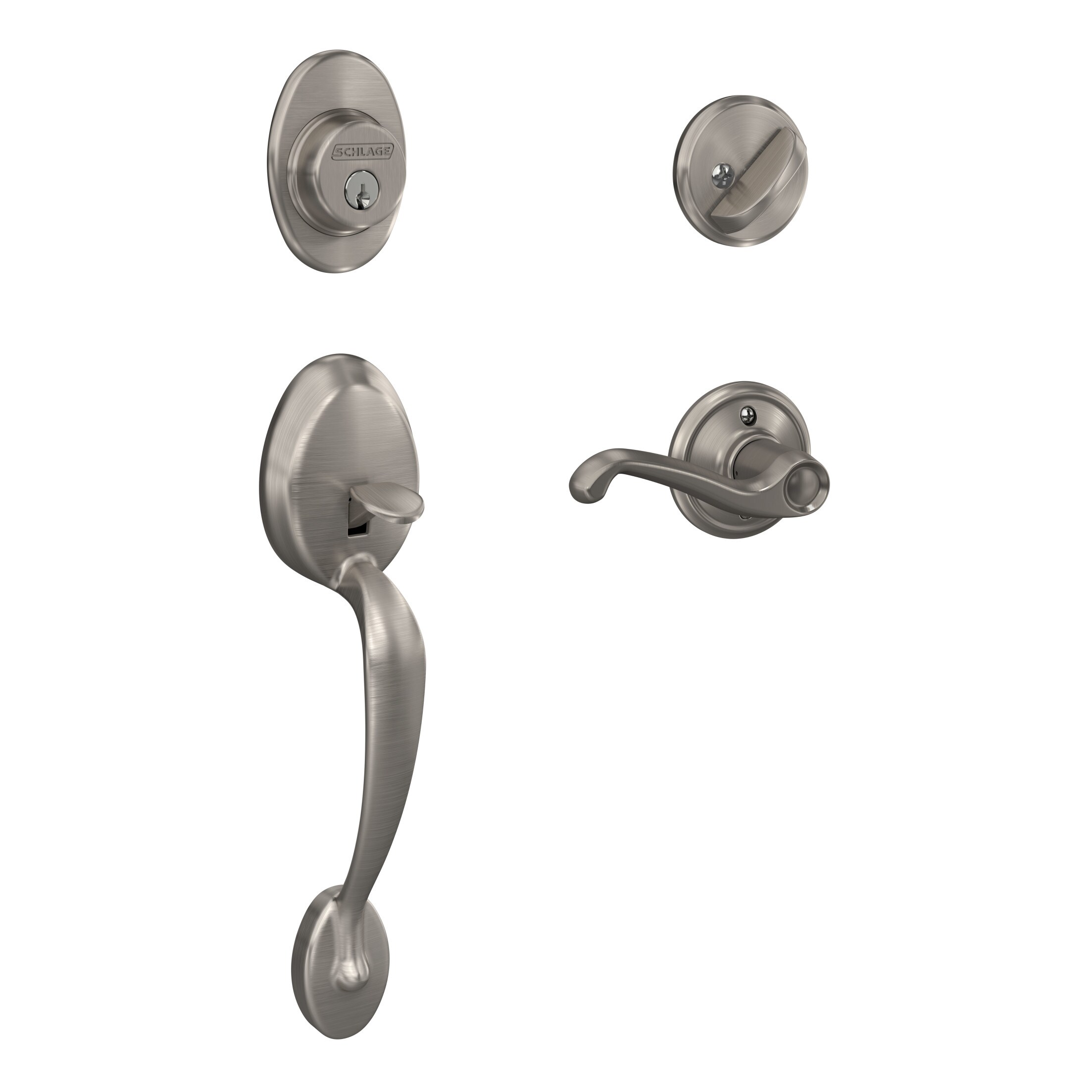 Schlage Flair Satin Nickel Single-Cylinder Deadbolt Keyed Entry Door ...