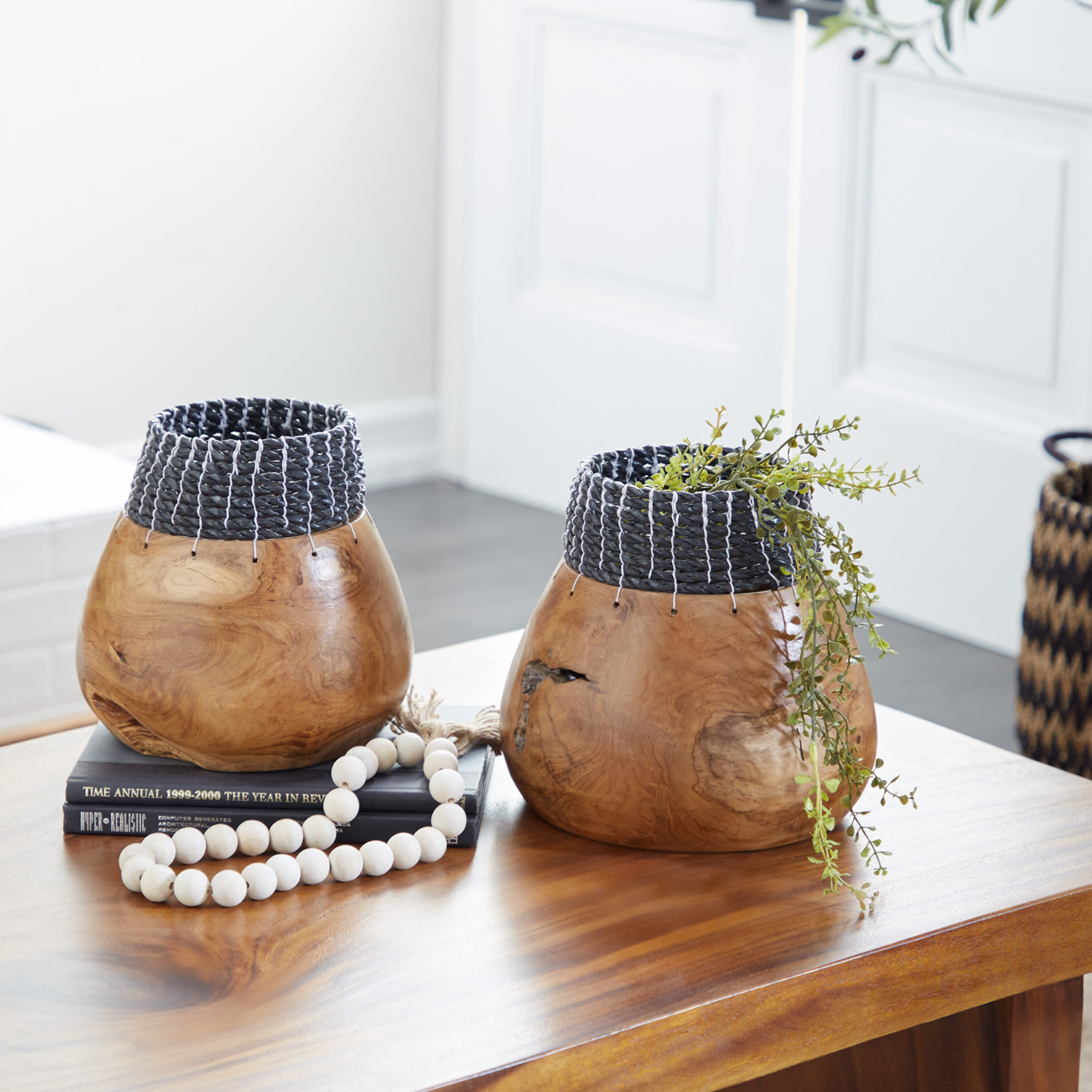 The Novogratz 37905 2 -Pack Brown Wood Country Vase