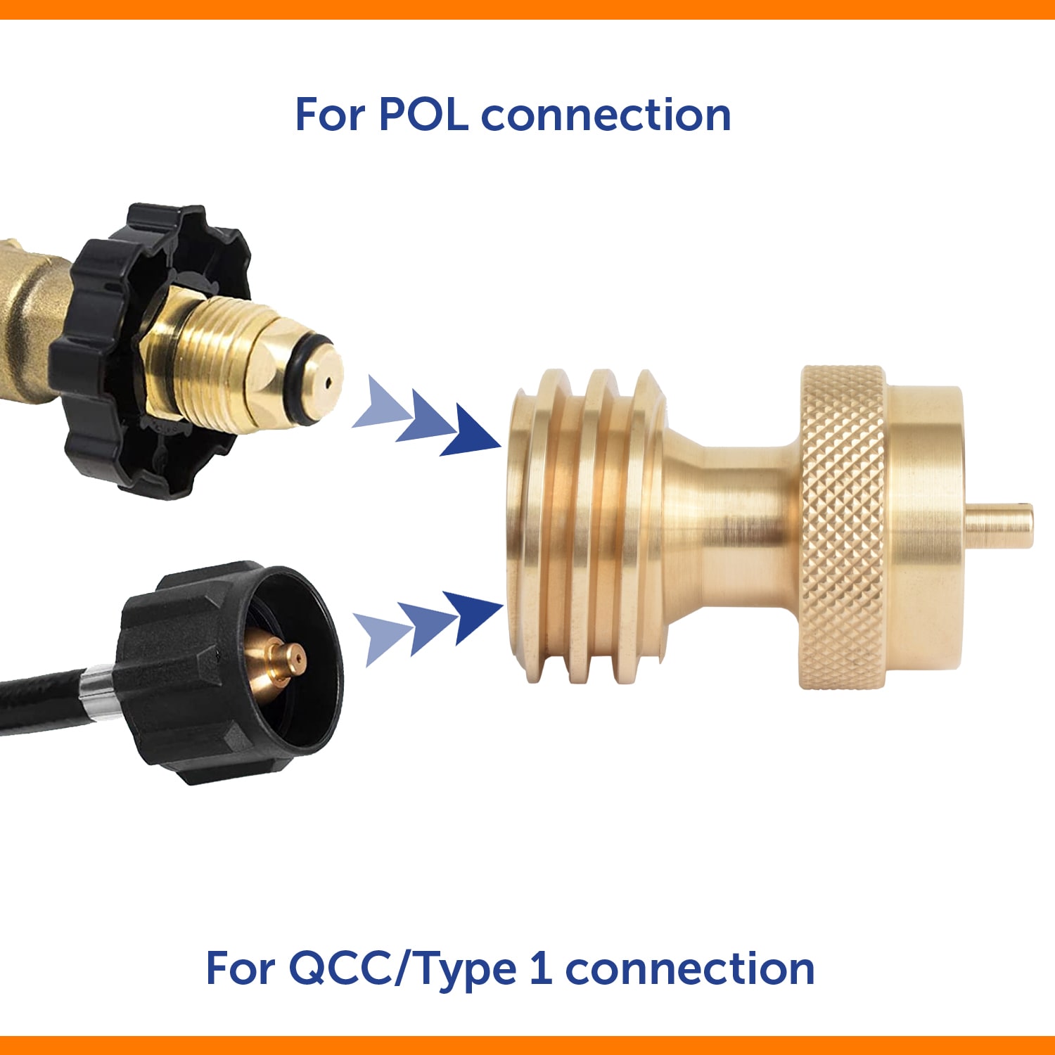 Flame King Brass Propane Adapter Fitting Fits QCC1 - Type 1 And POL  Connection