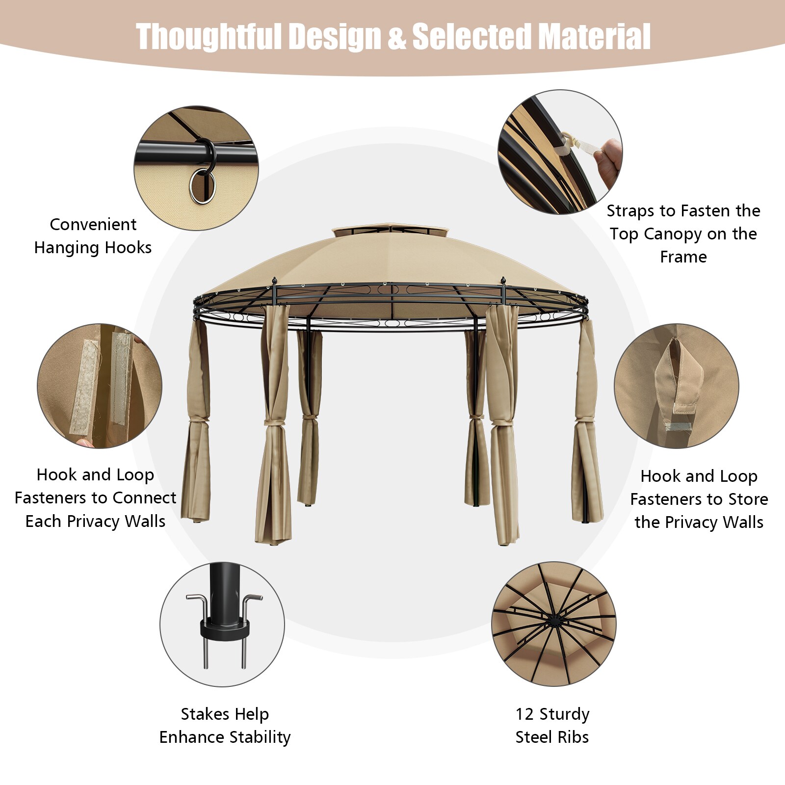 Forclover HYFC-0384BN Wood-Resin-Gazebos - View #4