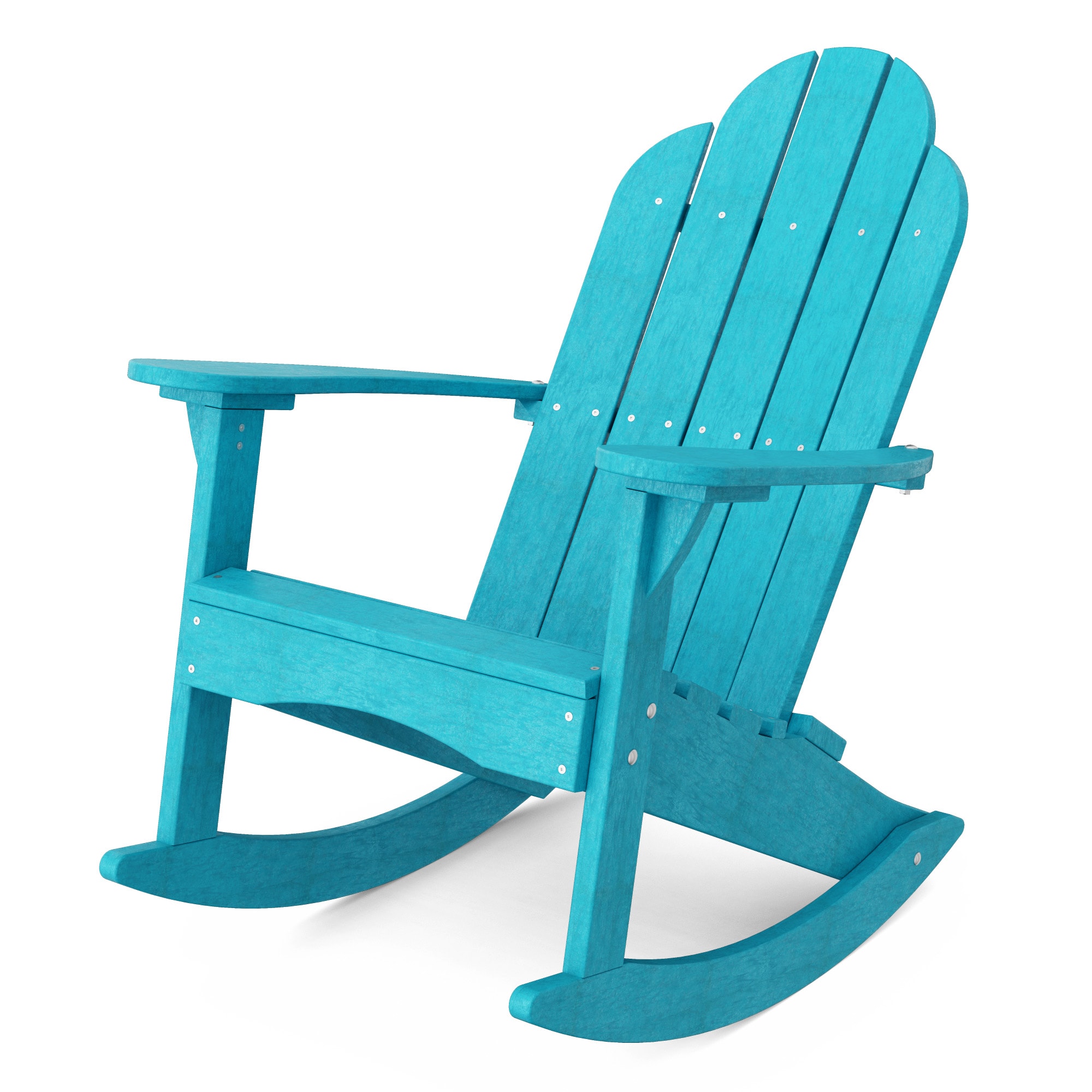 Wildridge LCC-215-AB Classic Adirondack Aruba Blue HDPE Frame Rocking Chair with Slat Seat