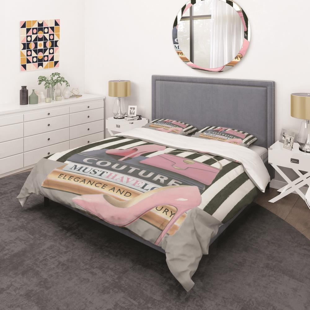 Designart BED31029-K 3 -Piece Pink King Duvet cover Set