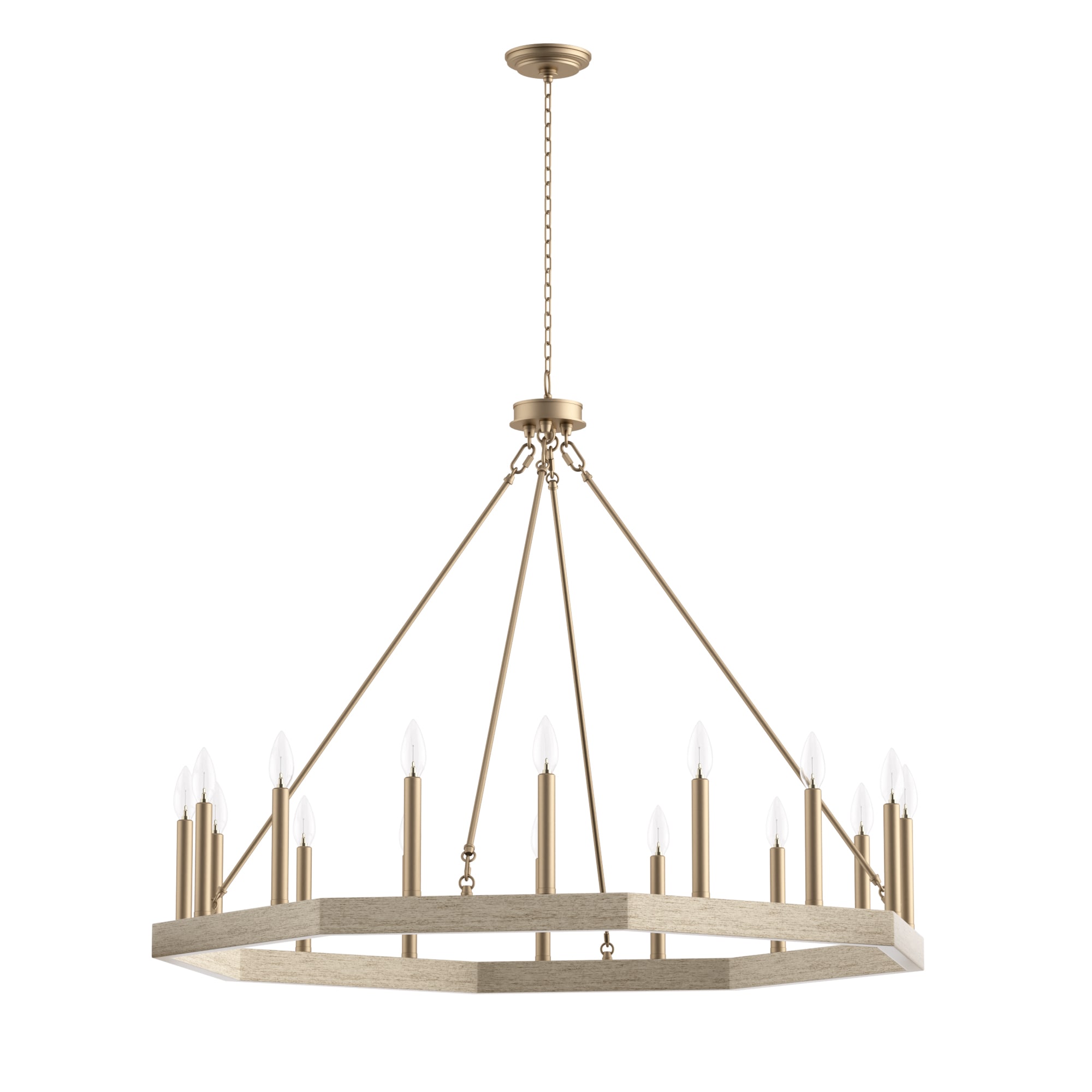 ACROMA 10586WOBD Vada 16 -Light Distressed Champagne Transitional Bare bulb For Use in Bedrooms, Dining Rooms, Foyers, Kitchens, Living Rooms Chandelier