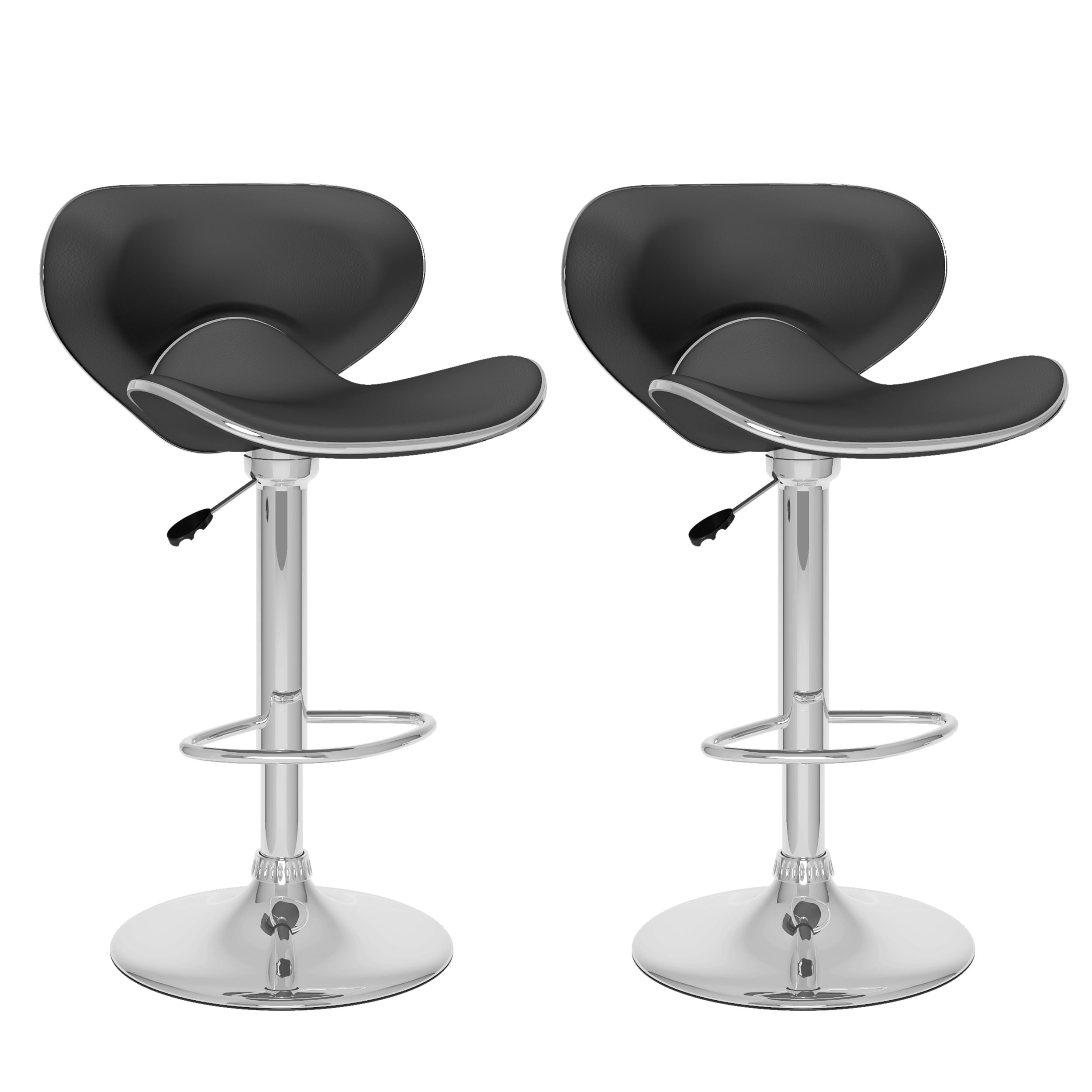 CorLiving DPV-205-B Marcus Black 23.75-Inches H Adjustable Height Short Bucket seat Upholstered Swivel Metal Bar Stool and Back