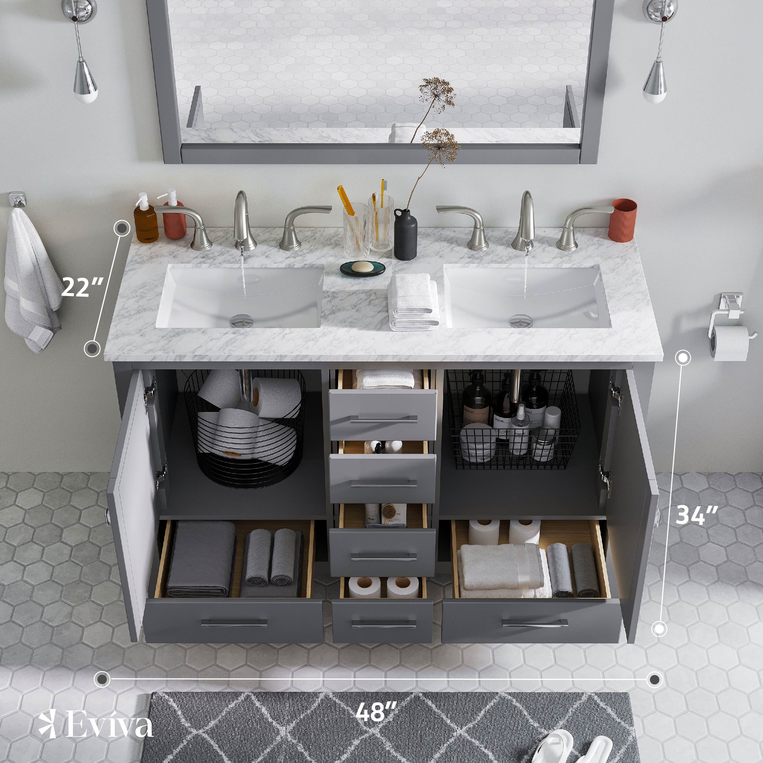 Eviva EVVN412-48GR-DS Bath-Vanity-Combo - View #3