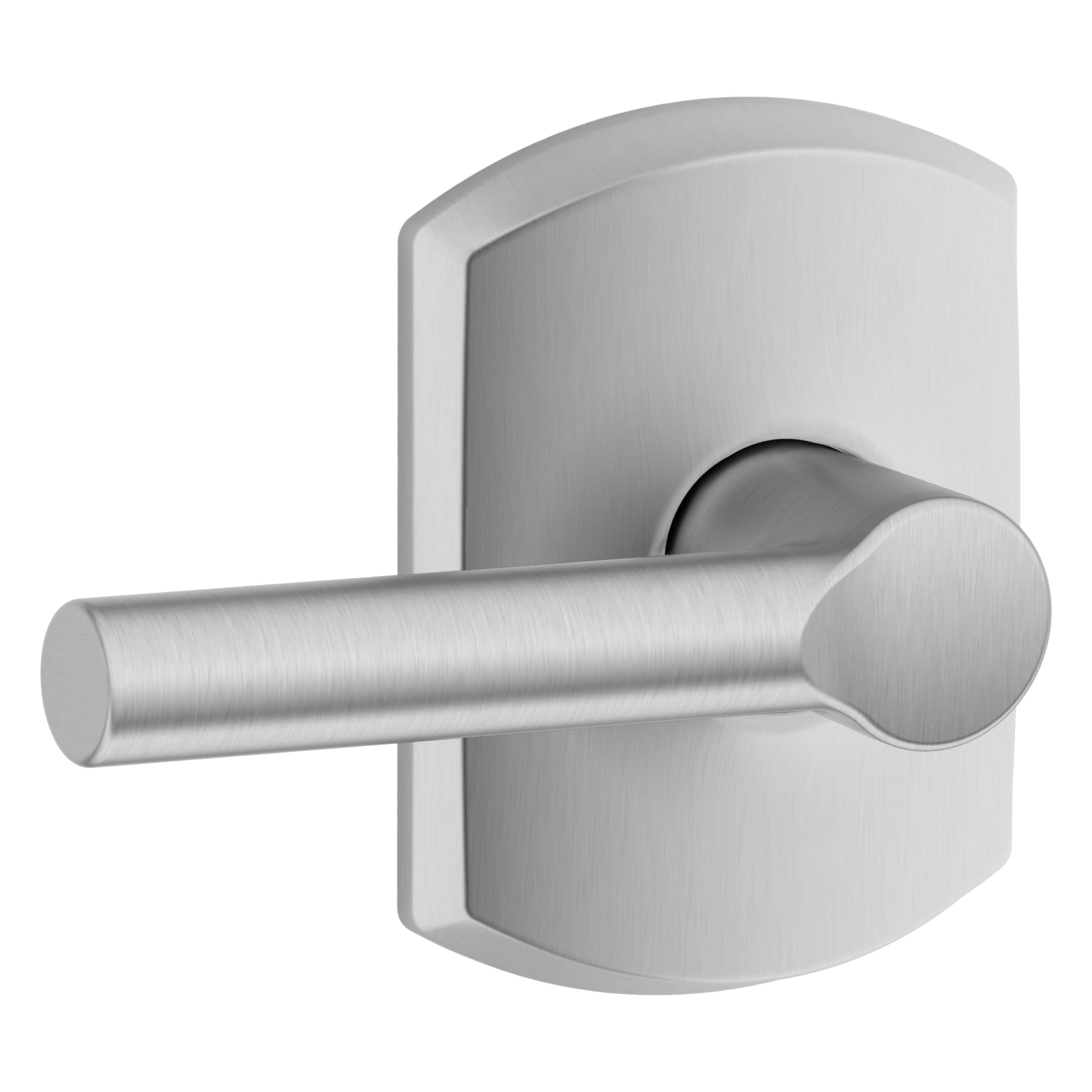 Schlage F10 BRW 626 GRW F10 BRW/GRW Broadway - Greenwich Satin Chrome Interior Hall/Closet Passage Door Handle