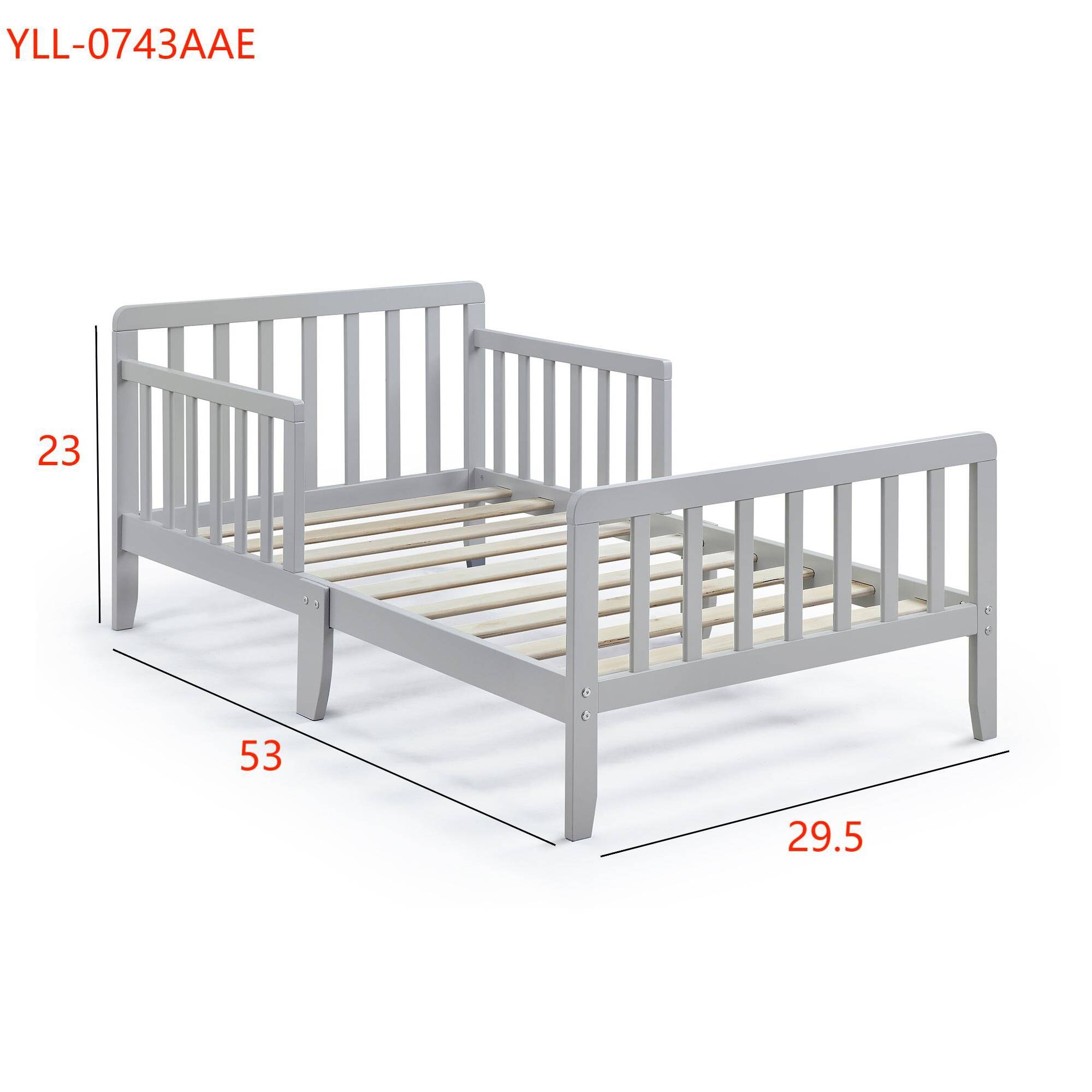 Yiekholo Contemporary Light Gray Toddler Bed with Builtin Guardrails