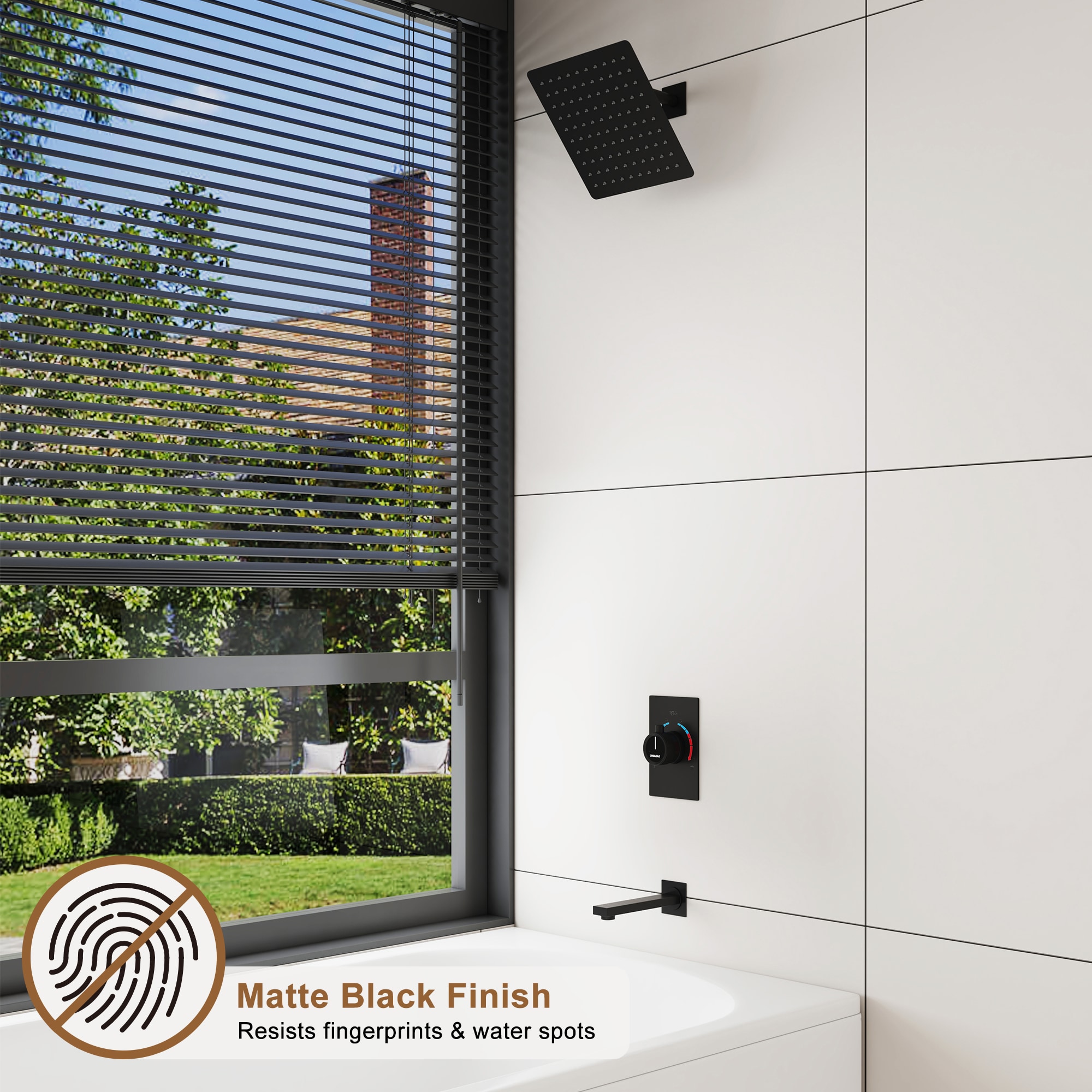 Matte Black Large Square Rainfall Wall Mounted Shower System