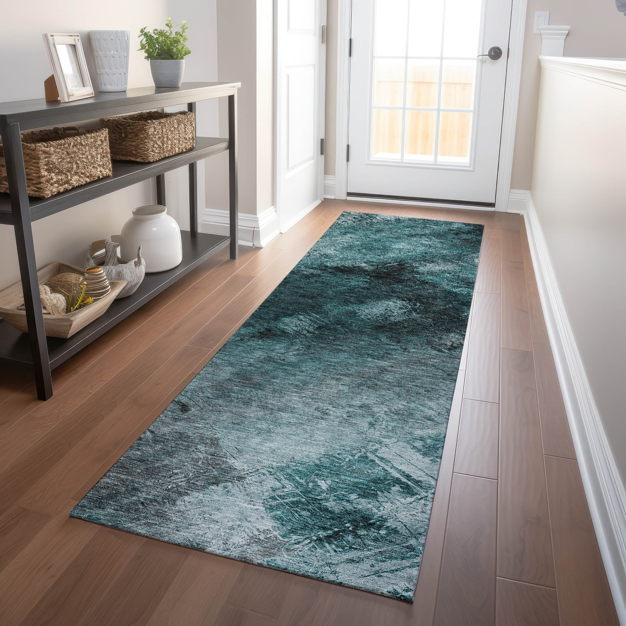Addison Rugs ACN590TE2X8 Chantille ACN590TE 2 x 7 (ft) Polyester Teal Rectangular Indoor/Outdoor Geometric Moroccan Machine washable Runner rug