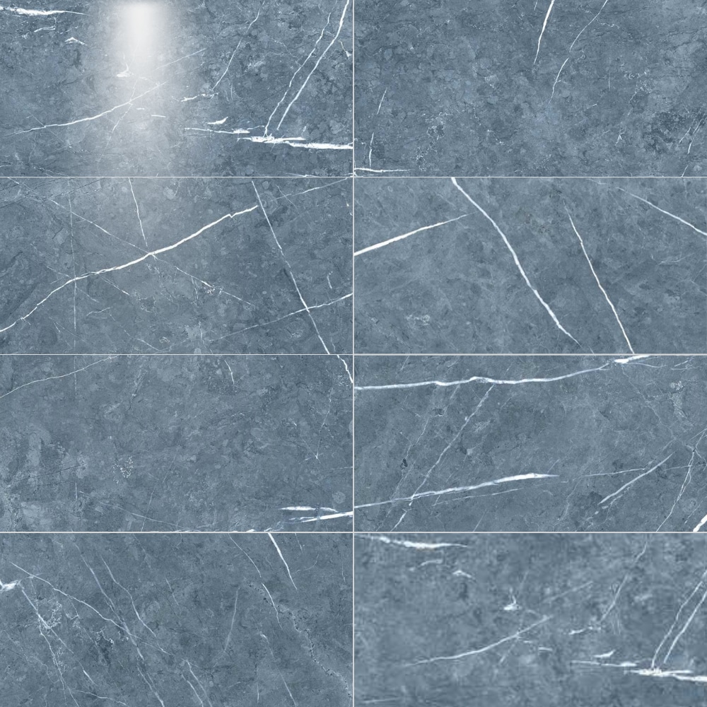 The Tile Life TTHEA1224GB Opera Blue 12-in x 24-in Glossy Porcelain Marble Look Floor and Wall Tile (11.62-sq. ft/ Carton)