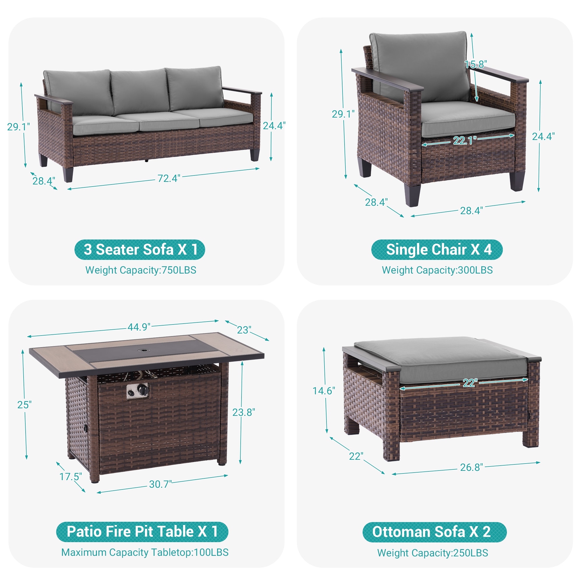 ACEGOSES LW-126BGY-S2T5 Patio-Conversation-Sets - View #3