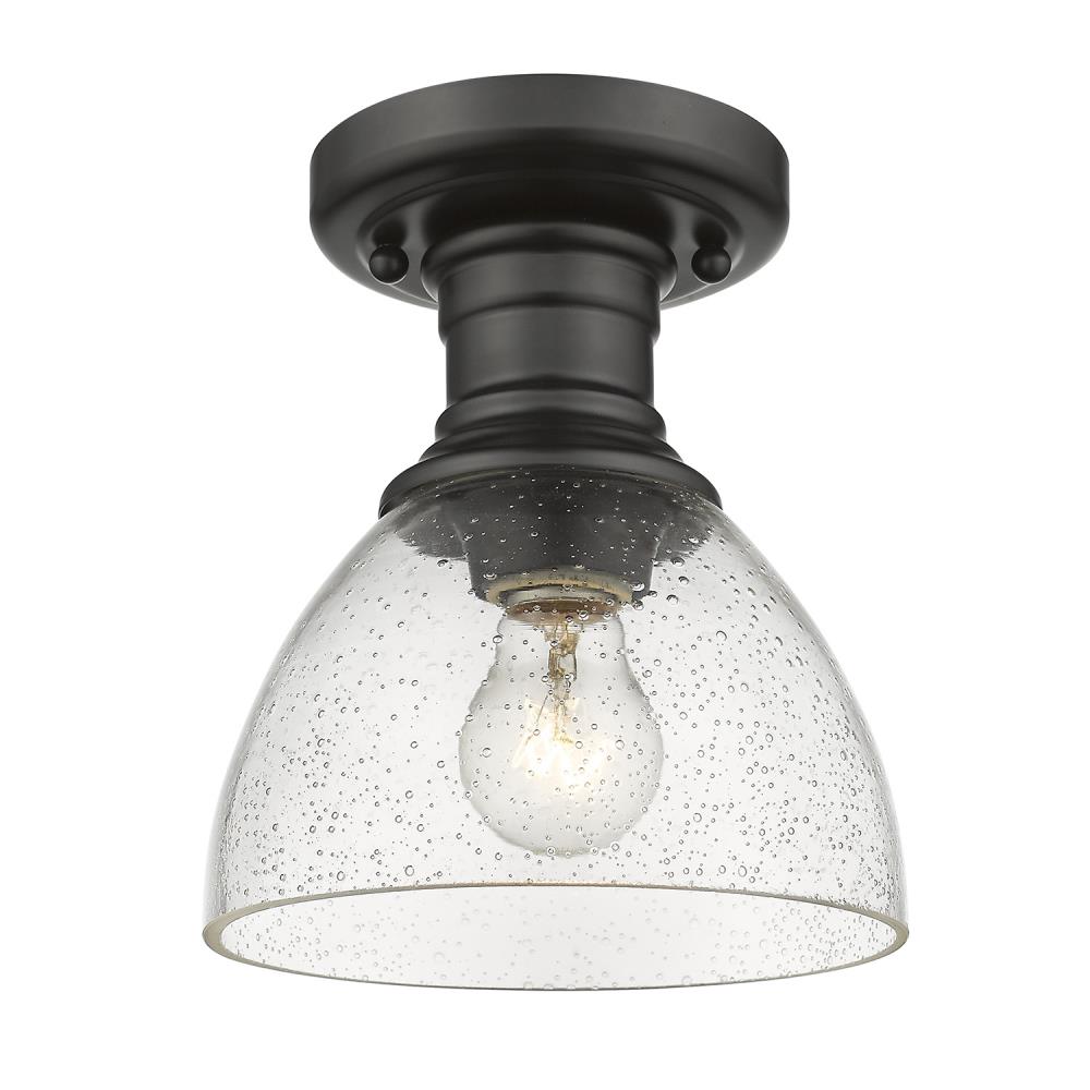 Modern Black Seeded Glass 7" Indoor/Outdoor Bowl Light
