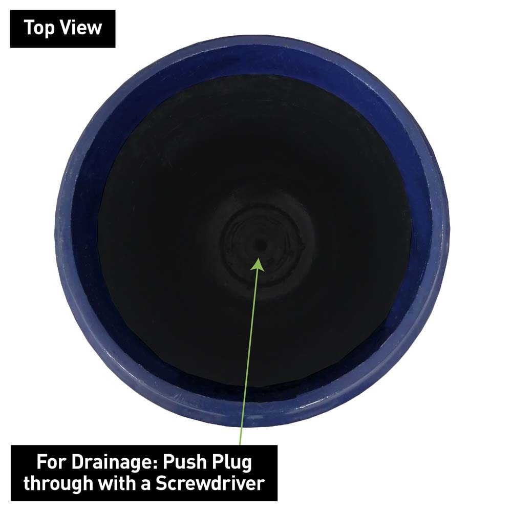 Classical Navy Resin Urn Planter with Molded Floral Details