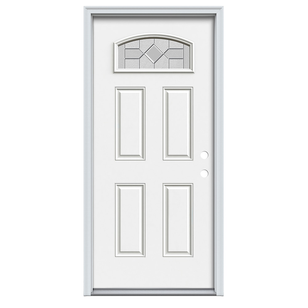 RELIABILT ABS612188 Caldwell 36-in x 80-in x 4-9/16-in Steel 1/4 lite Left-hand inswing Primed Prehung Front Door with Brickmould Insulating core