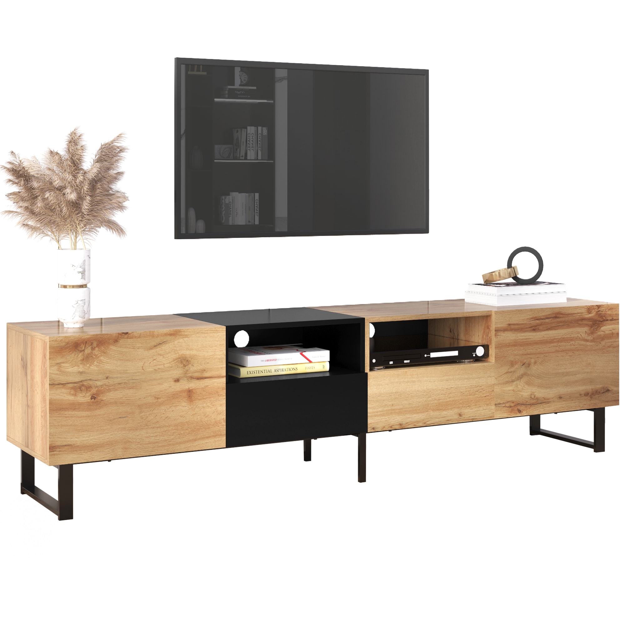 CESICIA LHC07 Modern/Contemporary Brown TV stand Integrated TV Mount ( Accommodates TVs up to 80-in )